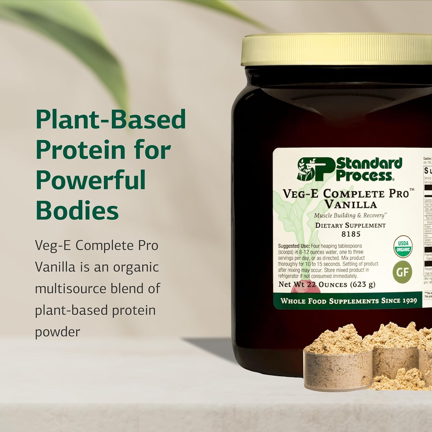 Standard Process Veg-E Complete Pro - Organic, Plant-Based Protein Powder for Muscle Building & Recovery - Supports Hair, Skin & Nails - Vegan & Gluten-Free - Vanilla, 18 Servings - Image 3