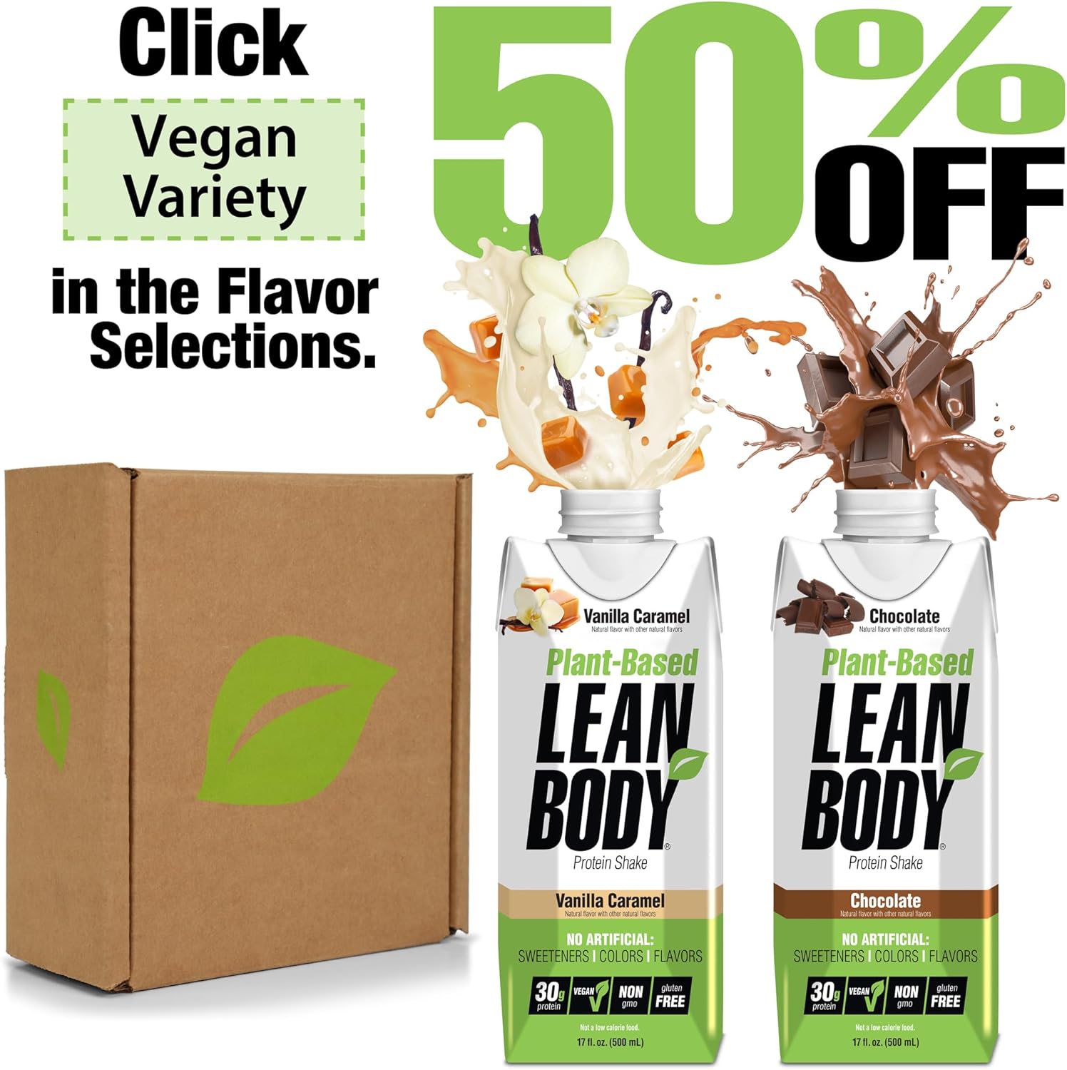 Lean Body Ready-to-Drink, Plant-Based Vegan Vanilla Caramel Protein Shake, 30g Protein, No Artificial Flavors, Sweeteners or Colors, Non GMO, Gluten Free, Premium Pea & Rice Blend (Pack of 12) - Image 5