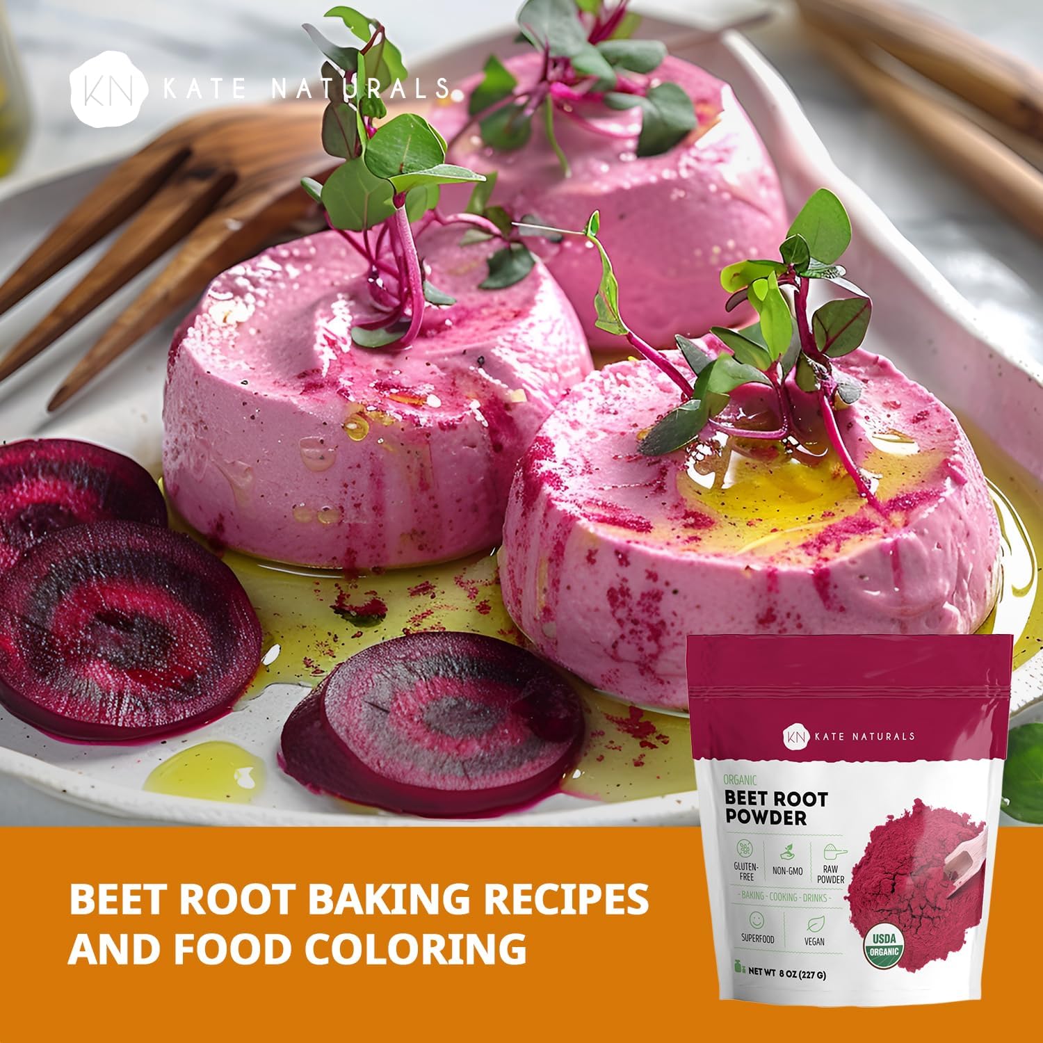 Kate Naturals Organic Beet Root Powder for Smoothies, Baking & Juice. Raw Beetroot Superfood & Natural Red Food Coloring (8oz, Non-GMO, Earthy Flavor) - Image 6