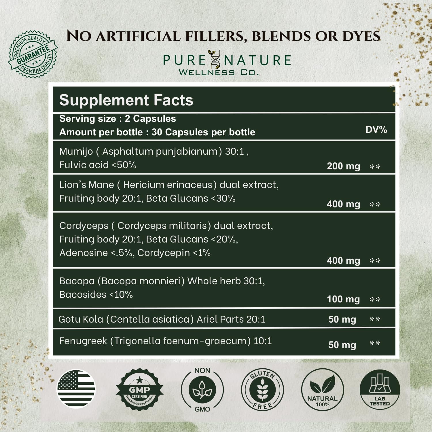 Focus + Energy + Performance Support-6-in-1 Mushroom Nootropic & Mitochondrial Complex-Advanced Brain Supplement-Natural Energy-Caffeine Free Biohack with Lion’s Mane,Cordyceps,Mumijo,Fenugreek - Image 2