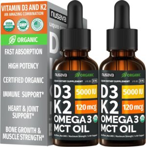 (2 Pack) Organic Vitamin D3 K2 Drop...
