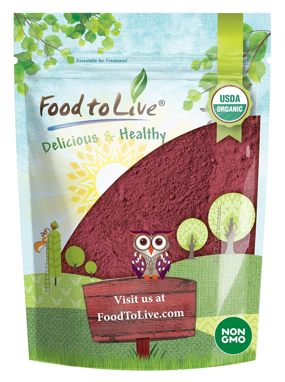 Food to Live Organic Beet Root Powder, 4 Ounces — Non-GMO, Raw, Kosher, 100% Pure, Vegan Superfood, Bulk, Rich in Iron and Fiber, Great for Juices, Drinks, and Smoothies