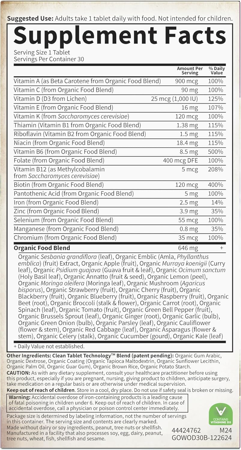 Garden of Life Organics Multivitamin for Women - Women's Once Daily Multi - Whole Food Multi with Iron, Biotin, Vegan Organic Womens Multivitamin for Health, Energy Hair Skin and Nails, 30 Tablets - Image 11