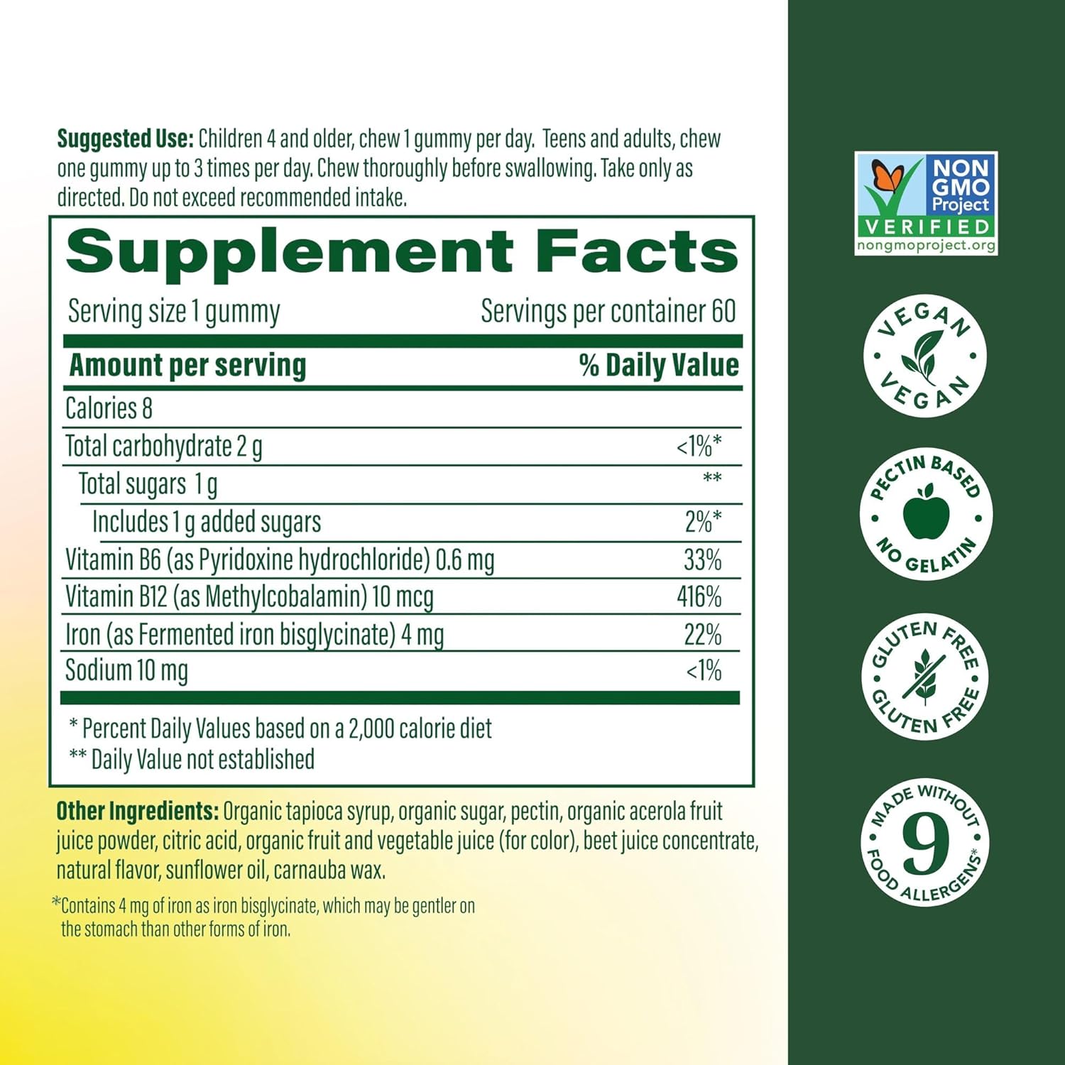 Megafood Iron Energy Gummies, Iron Supplement for Women, Men, Teens & Kids with Vitamin B12 & B6, Vitamins, from The Makers of Blood Builder Supplement, Strawberry Flavor, 60 Count - Image 2