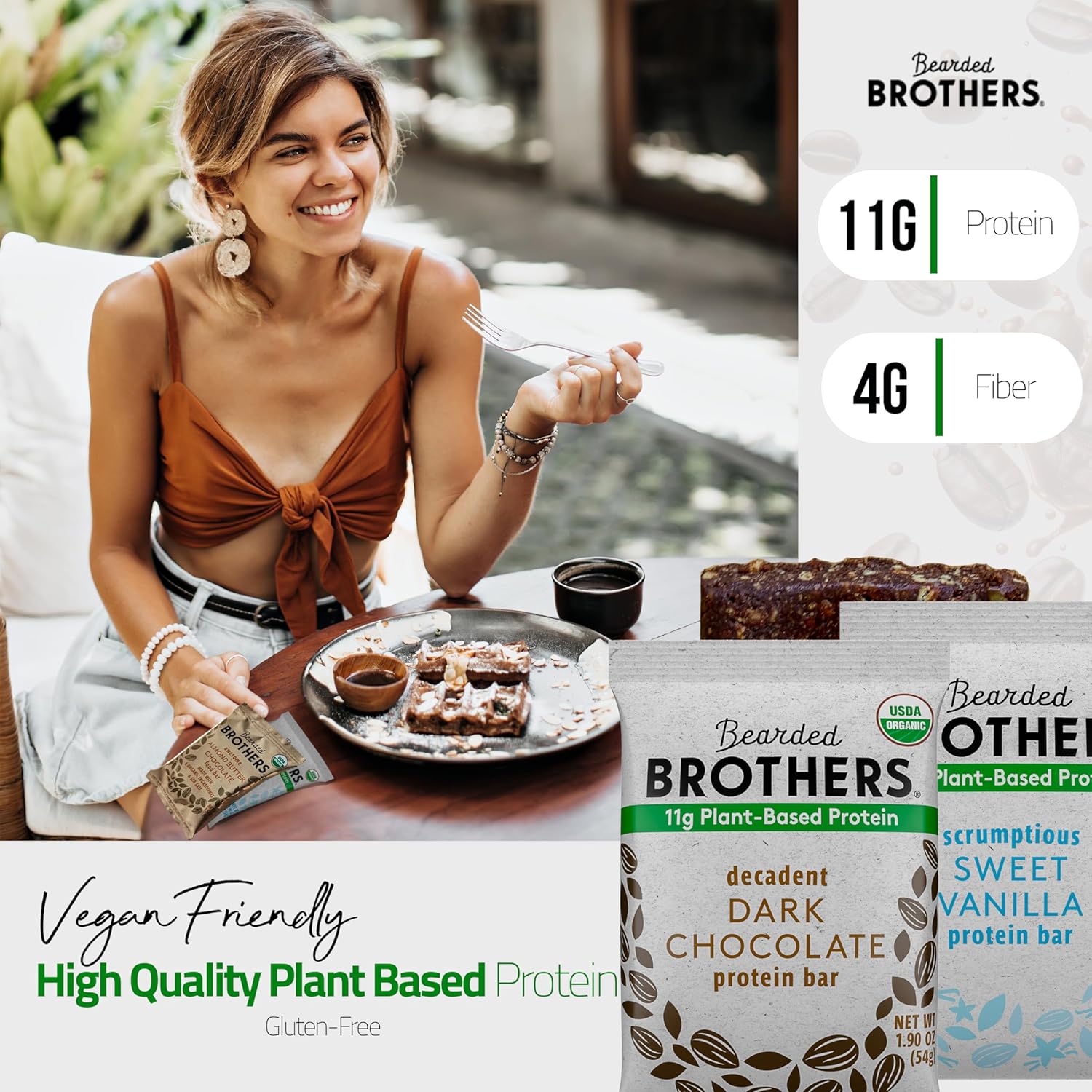 Bearded Brothers Organic Vegan Energy Bars - Gluten & Soy Free, Paleo, Whole 30 | Non GMO, Low Glycemic, High Protein, Fiber (10 Pack, Protein Variety) - Image 5