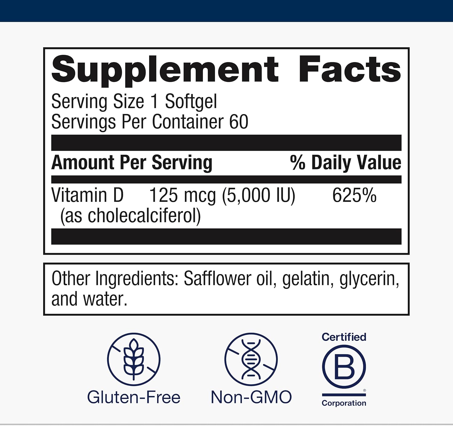 Metagenics Vitamin D3 5000 IU Supplement - High Potency Softgels for Immune, Bone & Heart Health* - 125 mcg Cholecalciferol in Coconut Oil for Enhanced Absorption* - Non-GMO, Gluten-Free - 60 Count - Image 4
