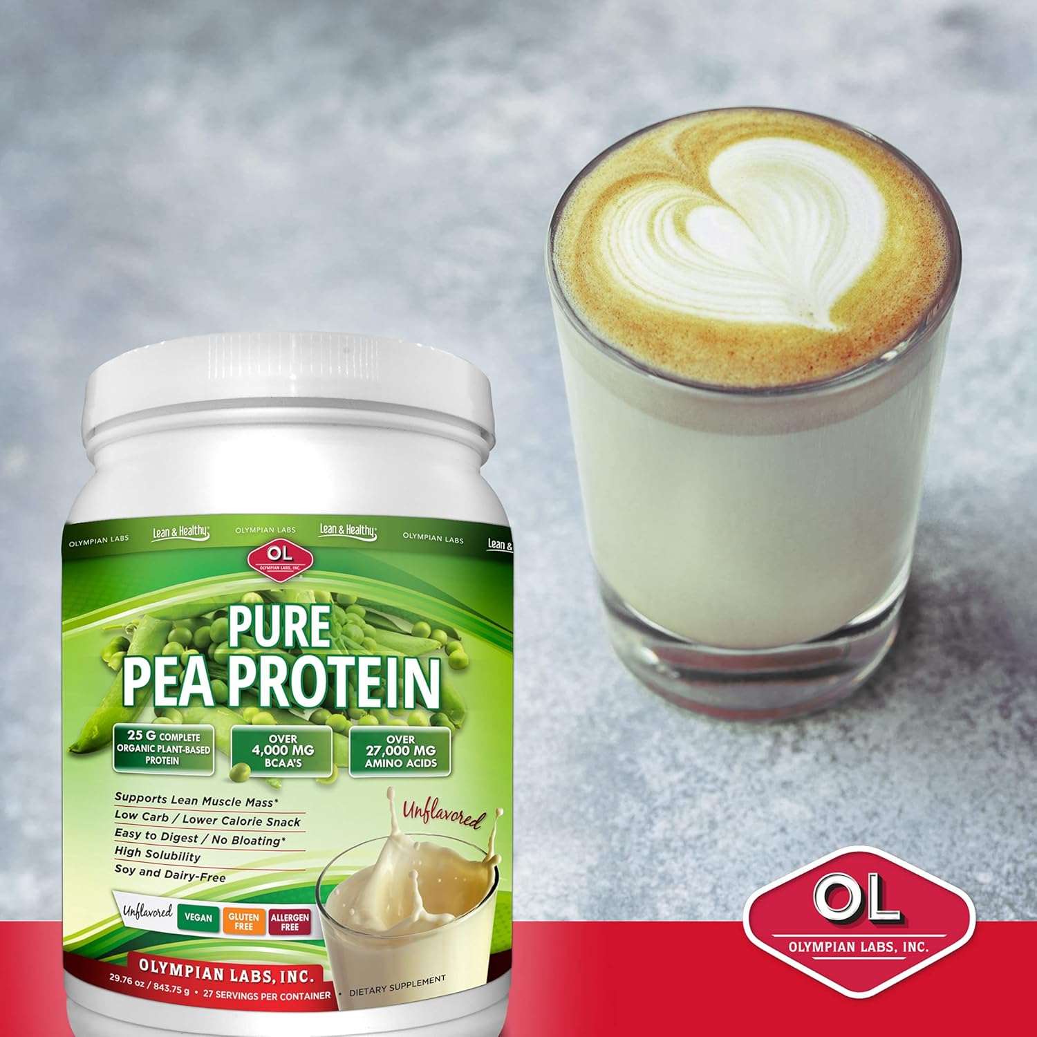 Olympian Labs Plant Based Pea Protein Powder, Vanilla - 25g of Protein, Vegan, Low Net Carbs, Gluten Free, Lactose Free, No Sugar Added, Soy Free, Non-GMO, 2 Pound Pea Protein - Image 2
