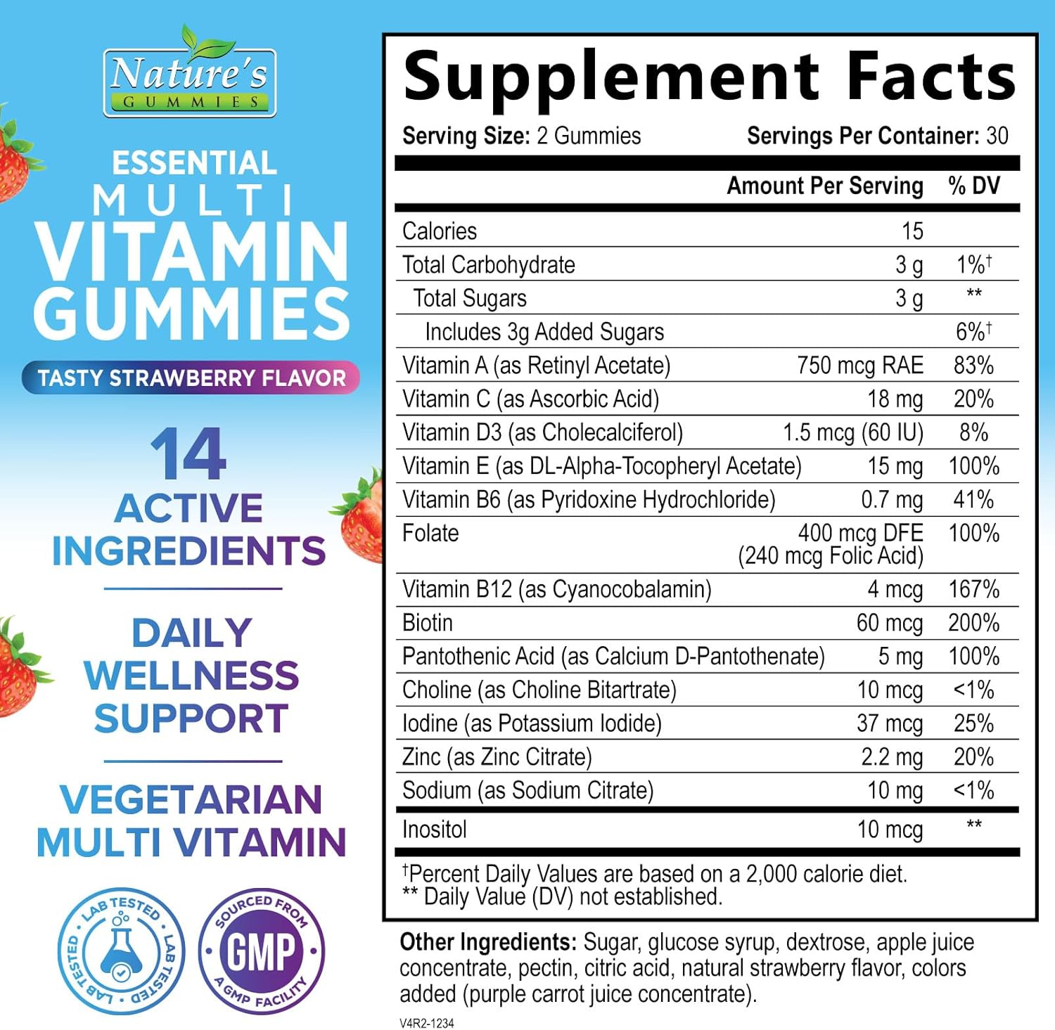 Multivitamin Gummies for Adults - Complete Multivitamin Gummy for Women & Men - Essential Vitamins & Minerals with Vitamins A, C, D, E, & High Potency B12 - Vegetarian Gummy Multivitamins - 60 Gummies - Image 2
