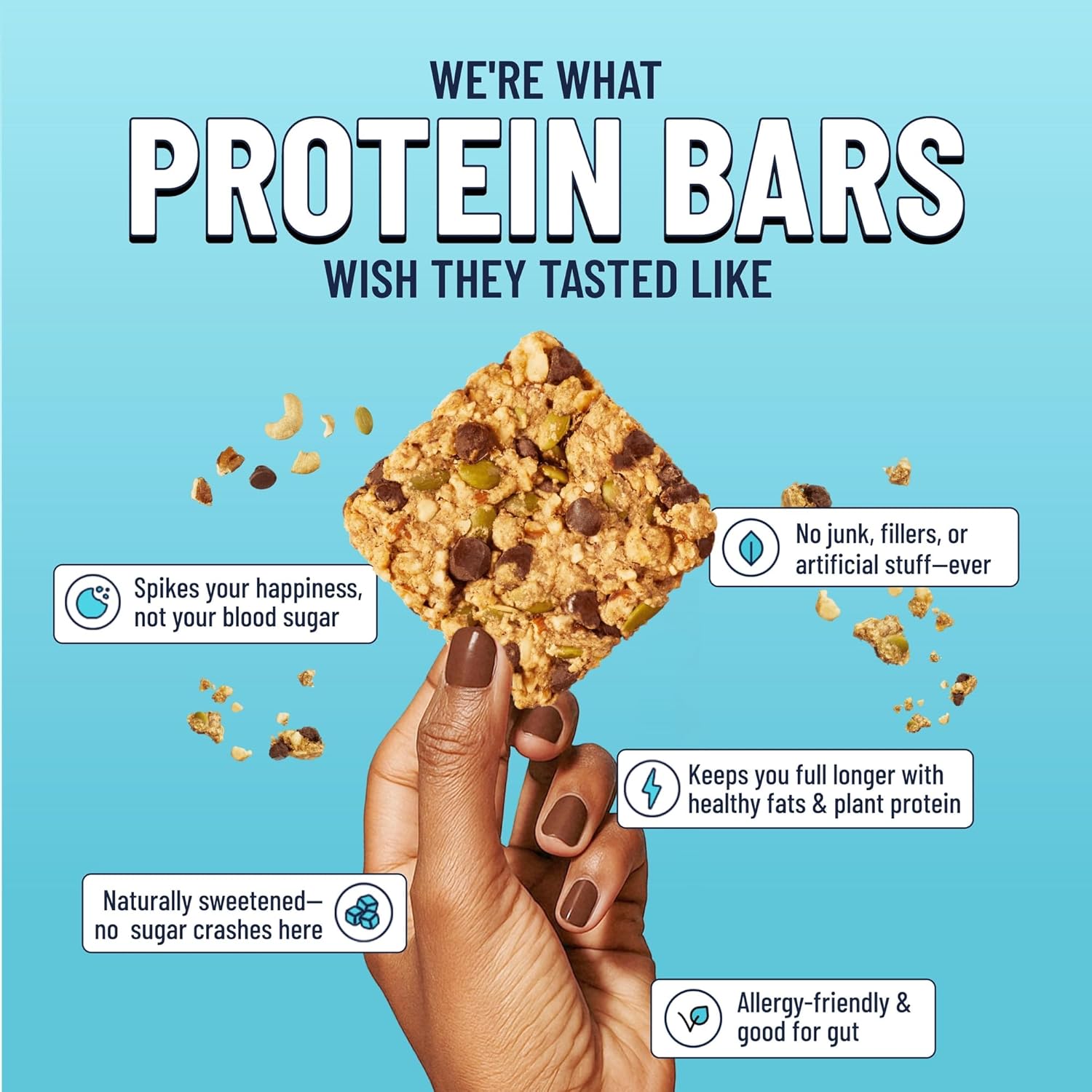 YES Nut Bars - Dark Chocolate Chip - Soft Chewy Healthy Snack Bars Made with Organic Maple Syrup – Vegan, Paleo, Gluten Free, No Refined Sugar, Dairy Free, Plant Based Protein, Low Sugar - 6 Count - Image 4