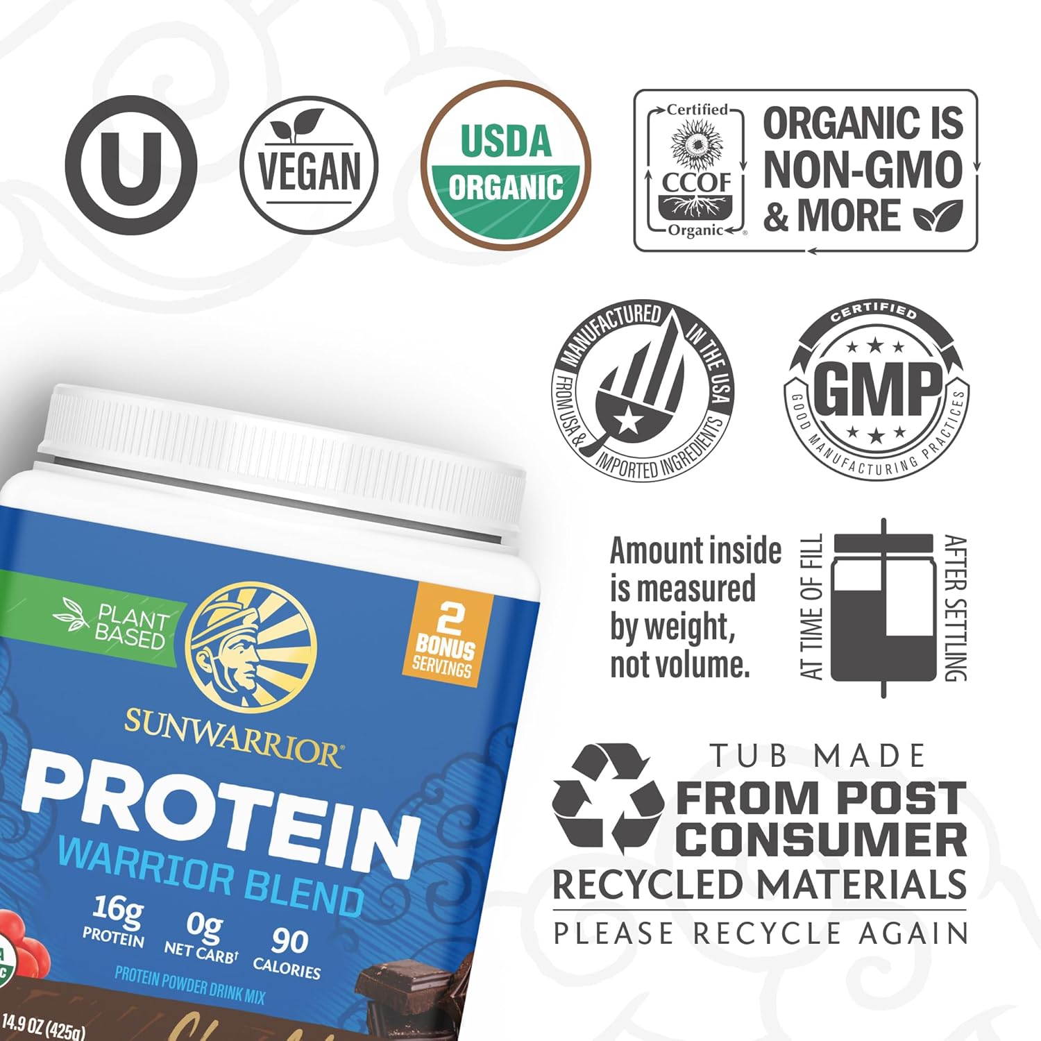 Organic Plant Based Protein Powder | Vegan Organic Protein Powder Chocolate Flavored with BCAA Amino Acids & Hemp Seed Pea Blend | Non-GMO Soy Dairy Filler & Gluten Free (Chocolate, 17 Servings) - Image 6