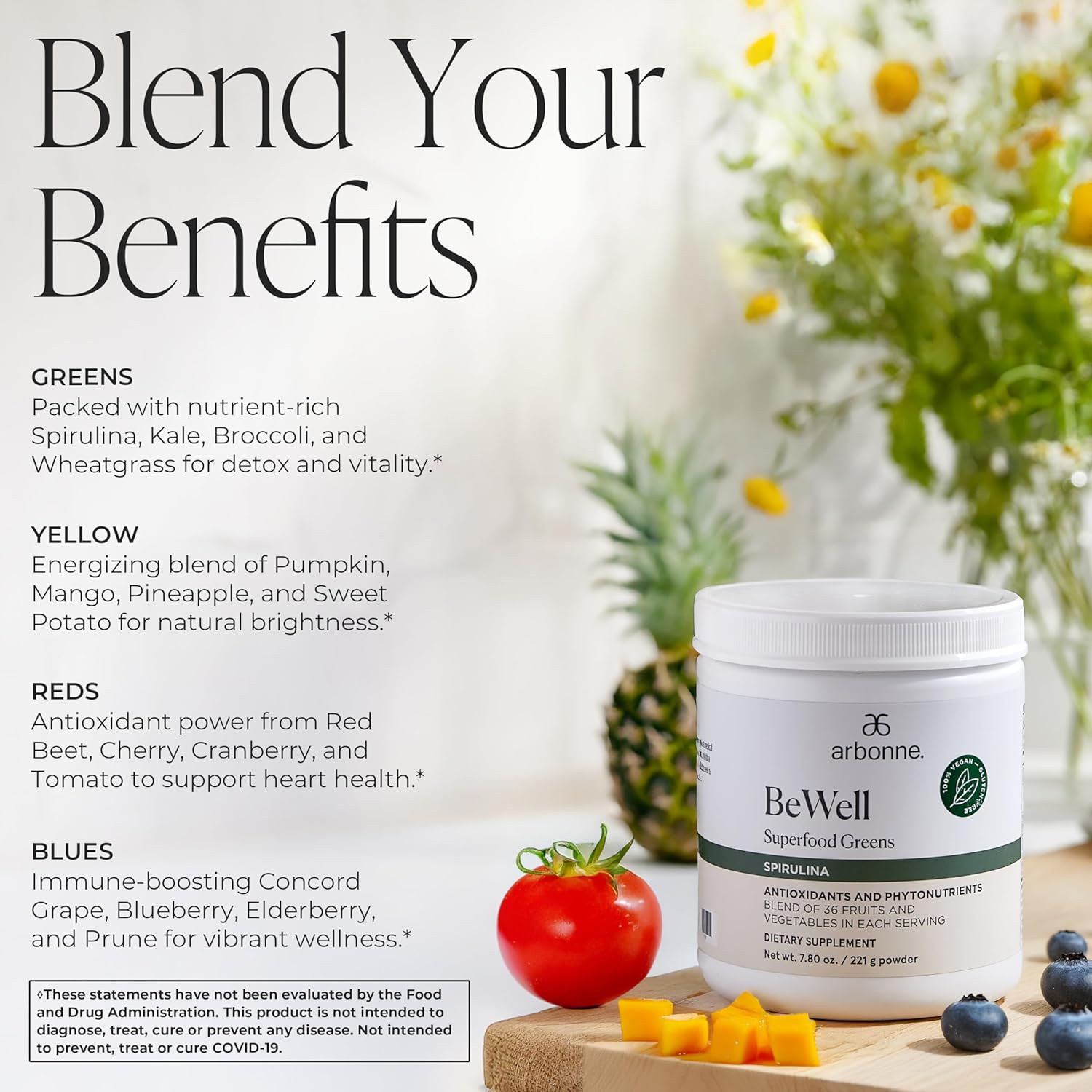 Arbonne BeWell Superfood Greens Powder - Health Supplement Powder Made from a Variety of Fruits and Vegetables, Organic Green Juice Supplement, 7.8 oz - Image 3