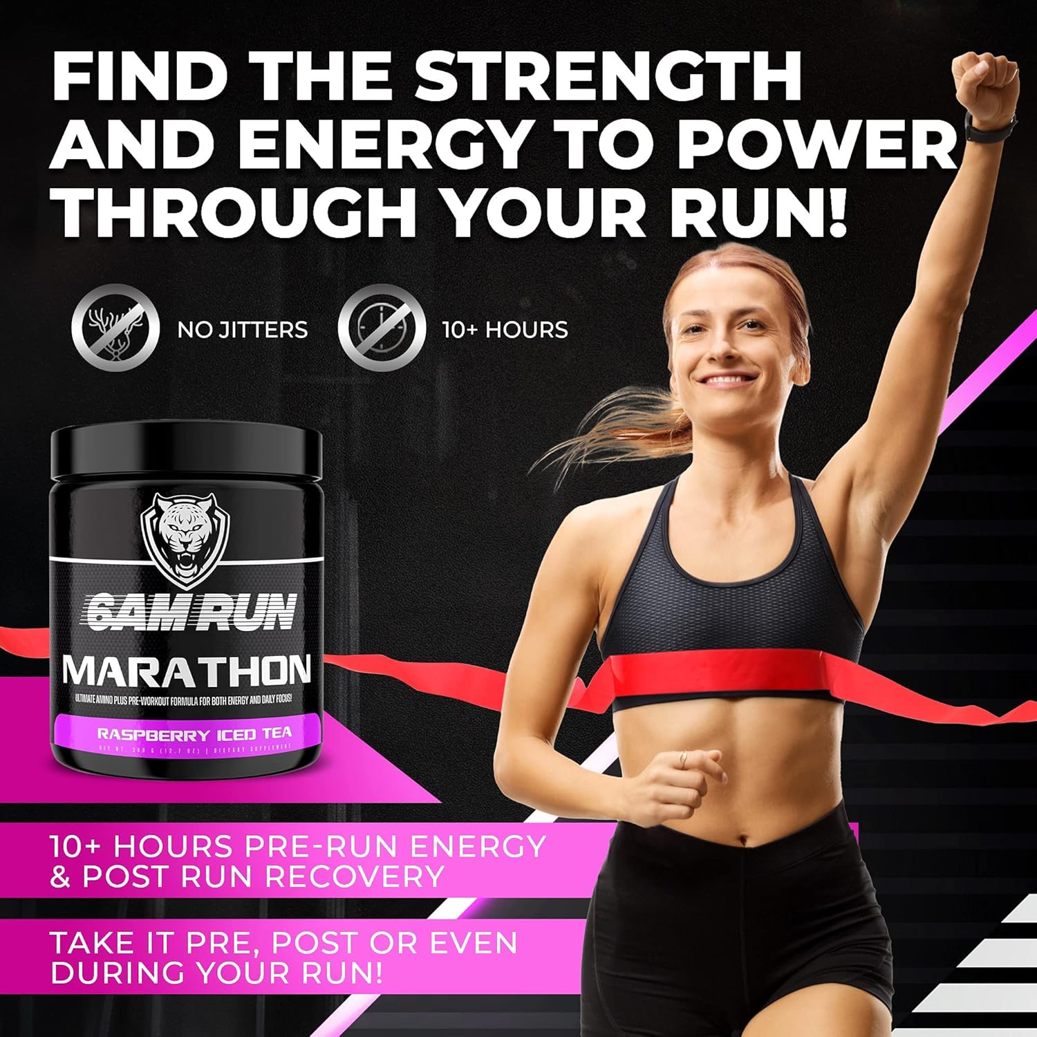 6AM Run Marathon | Running Supplements for Endurance & Stamina | Amino Energy with BCAAs for a Clean Pre Running Fuel | No Jitters | Marathon Essentials | Raspberry Iced Tea | 40 Servings - Image 9