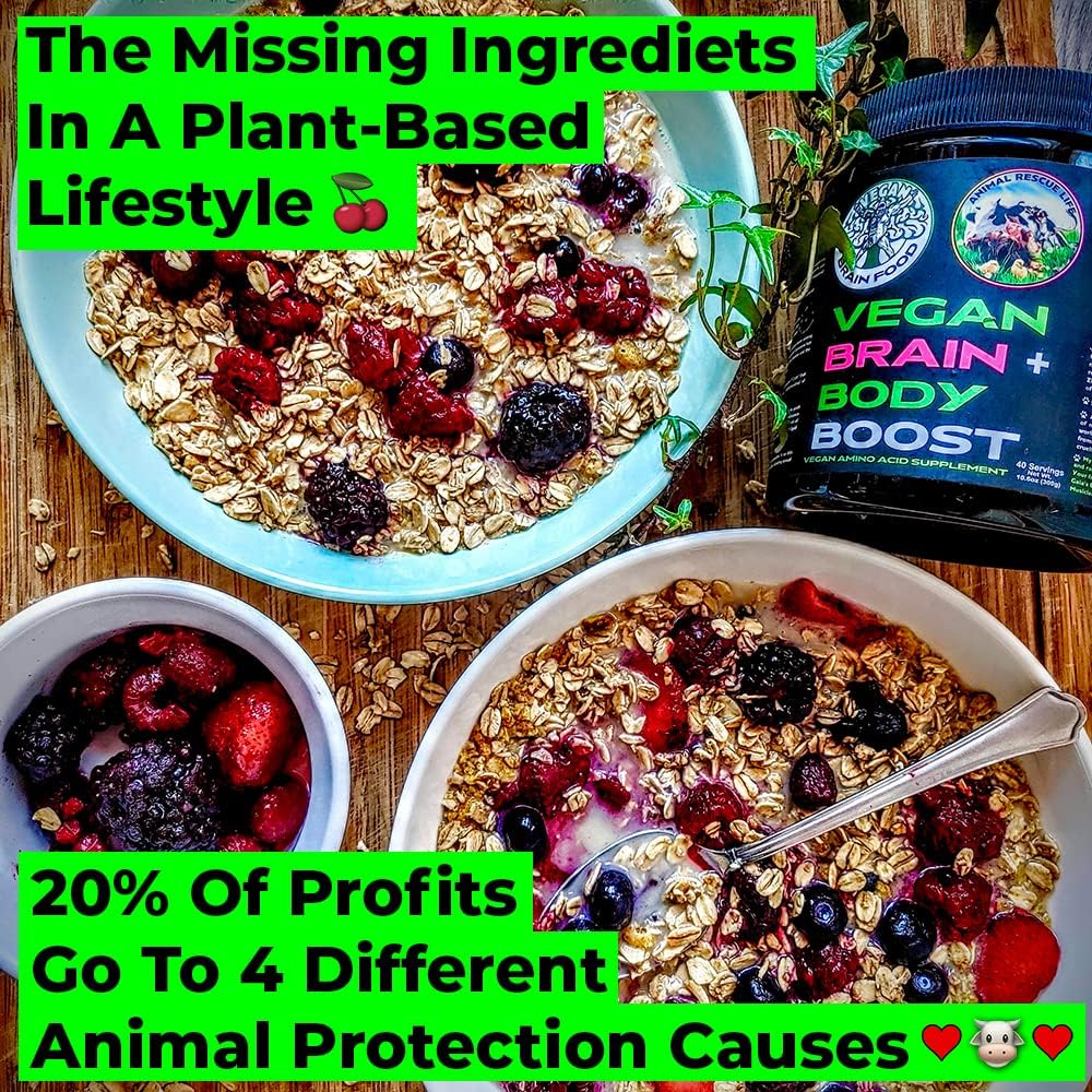 Vegan Brain & Body Boost: The Cherry On Top of A Plant-Based Lifestyle | Working Intelligence | Anti-Aging | Physical Fitness | Vegan Amino Acids - Creatine, Taurine & Beta Alanine | 40 Servings/300g - Image 2