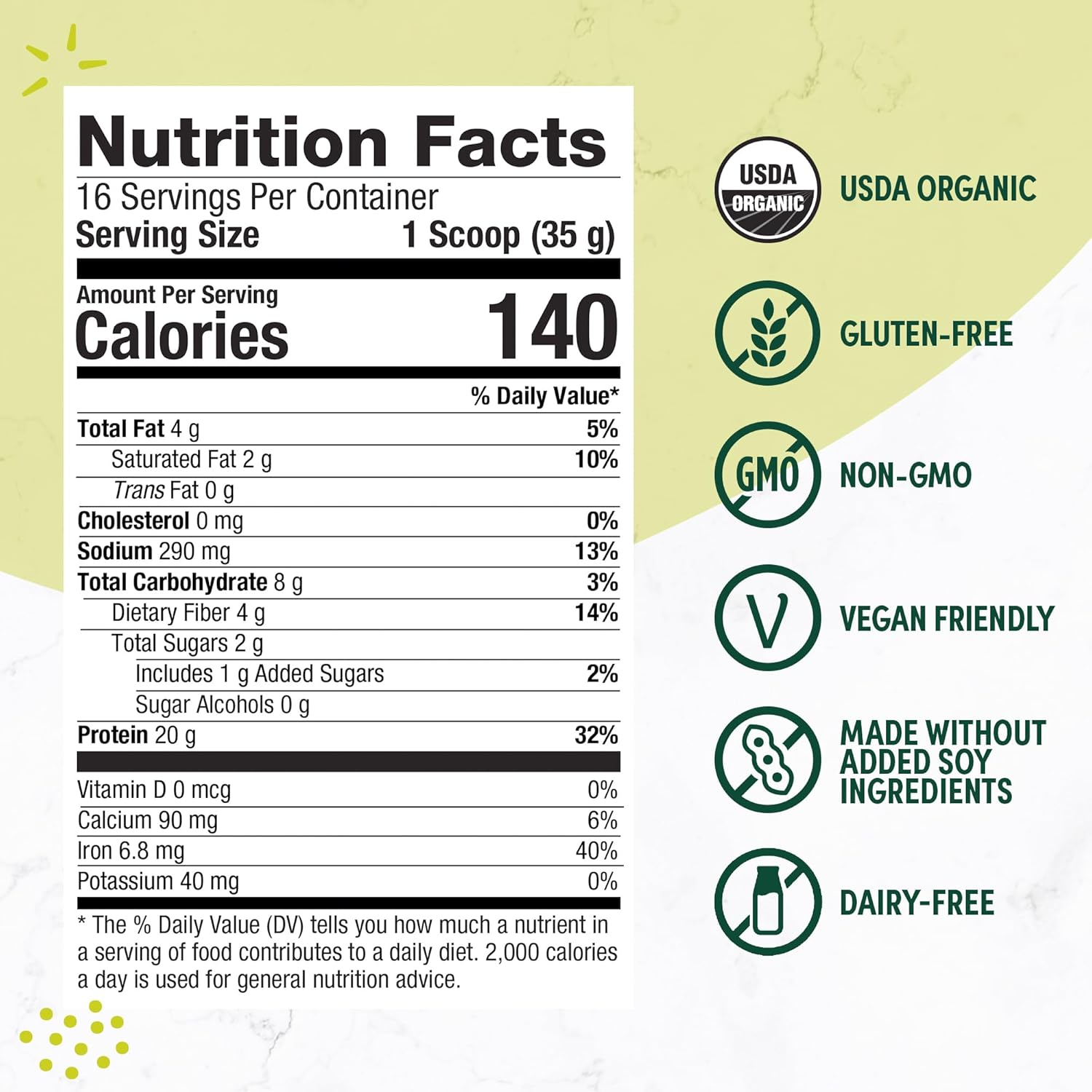 Purely Inspired Plant-Based Protein Powder for Men & Women, Creamy French Vanilla (16 Servings) - Vegan & Organic - 20g of Pea Protein Powder for Smoothies & Shakes - Dairy-Free, & Gluten-Free - Image 4