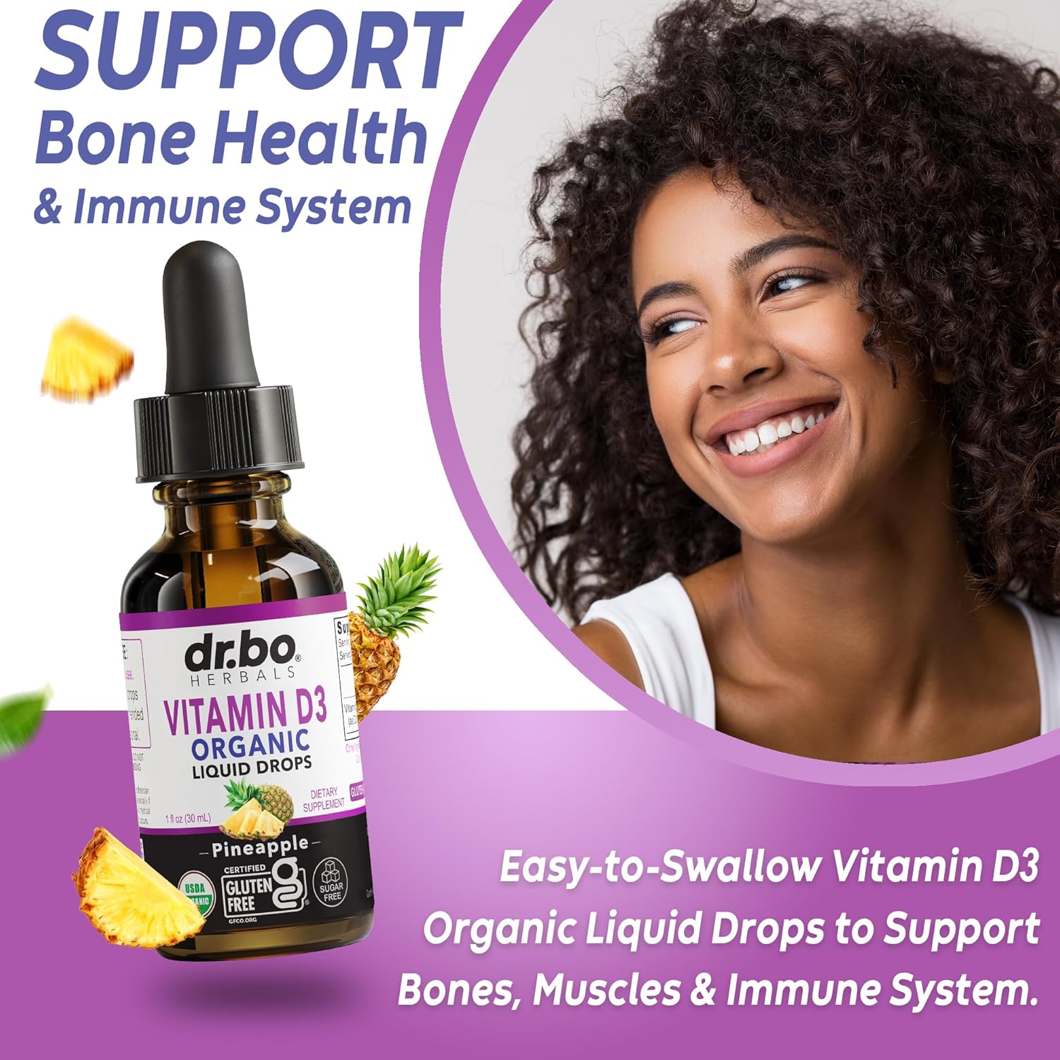 Vitamin D3 Liquid Drops Organic - Vegan VIT D Liquid Vitamin D for Adults & Kids Oil 4000 IU Vegan Organic D3 Drops Sublingual Supplement - Immune & Bone Health VIT Supplements, Non-GMO 30 Servings - Image 3