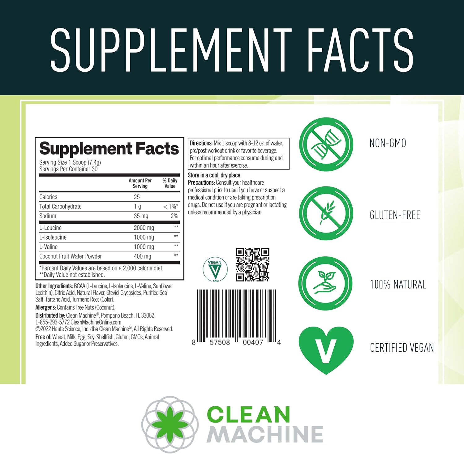 Clean BCAA - 2:1:1 Food Sourced BCAAs Powder & Coconut Water Electrolytes Recovery & Amino Energy Supplement - Award Winning Vegan Amino Acid Supplement - 30 Servings - Lemonade - Image 3