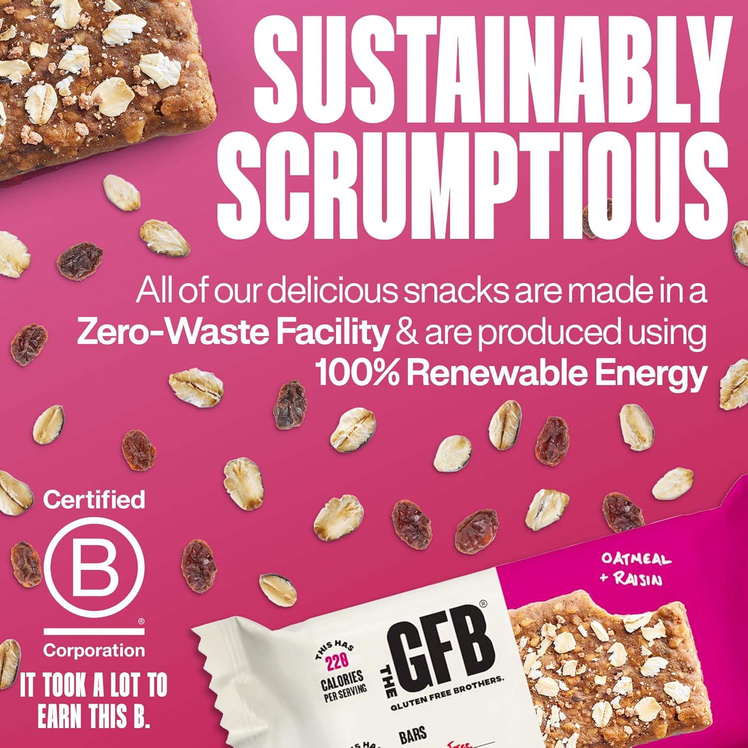 The GFB Oatmeal Raisin Protein Bars - Gluten Free, Plant Based, Non GMO, Sustainably Made – Ridiculously Tasty, Healthy, Vegan, Nutrition Snack Protein Bars, 2.05 oz (12 Count) - Image 5