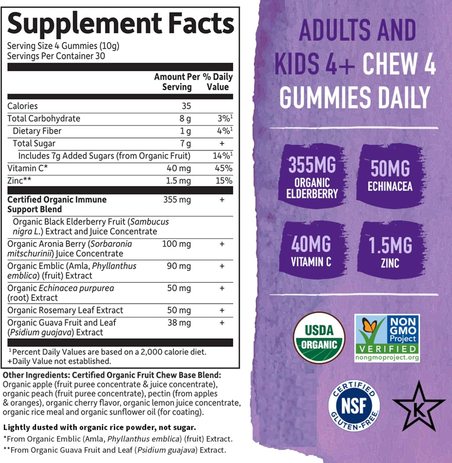 Garden of Life Organics Elderberry Gummies for Adults & Kids - Immune Support Supplement with Organic Fruit, Herbal Blend, Elderberry, Echinacea, Zinc, Vitamin C, 120 Vegan Gluten Free Gummies - Image 5
