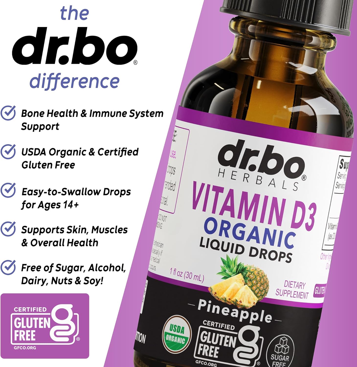 Vitamin D3 Liquid Drops Organic - Vegan VIT D Liquid Vitamin D for Adults & Kids Oil 4000 IU Vegan Organic D3 Drops Sublingual Supplement - Immune & Bone Health VIT Supplements, Non-GMO 30 Servings - Image 4