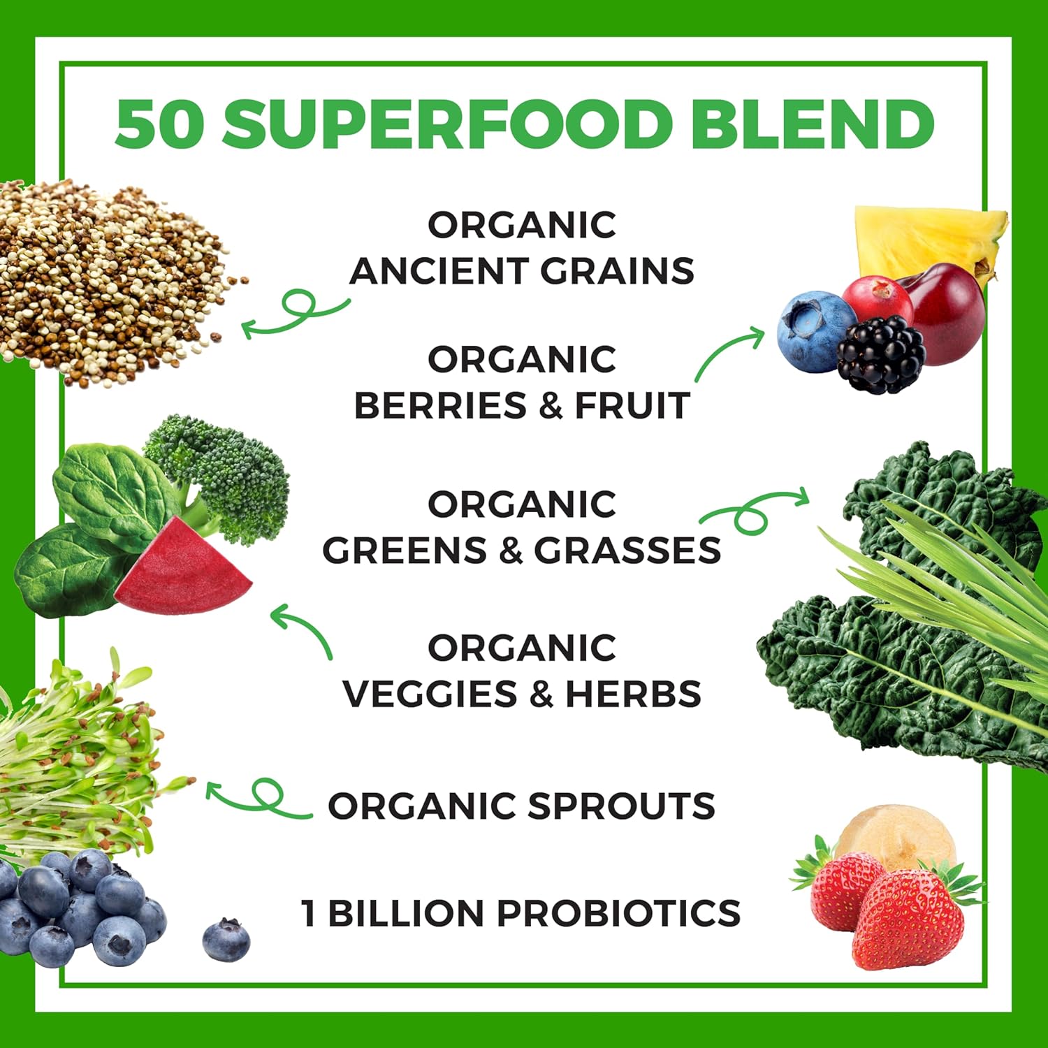 Orgain Organic Greens Powder + 50 Superfoods, Berry - 1 Billion Probiotics for Digestive Health, Antioxidants, Vegan, Plant-Based, Gluten-Free, Non-GMO, Green Juice & Smoothie Drink Mix - 0.62lb - Image 4