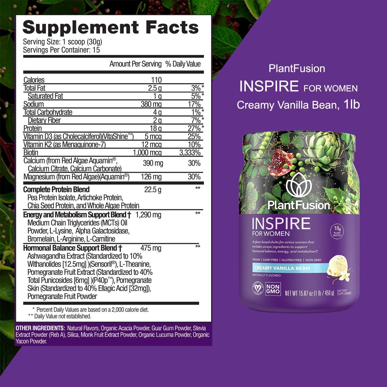 PlantFusion Inspire Plant Protein Powder for Women - Low Carb Protein Powder for Lean Muscle Support - Keto, Gluten Free, Soy Free, Non-Dairy, No Sugar, Non-GMO - Creamy Vanilla Bean 1 lb - Image 6