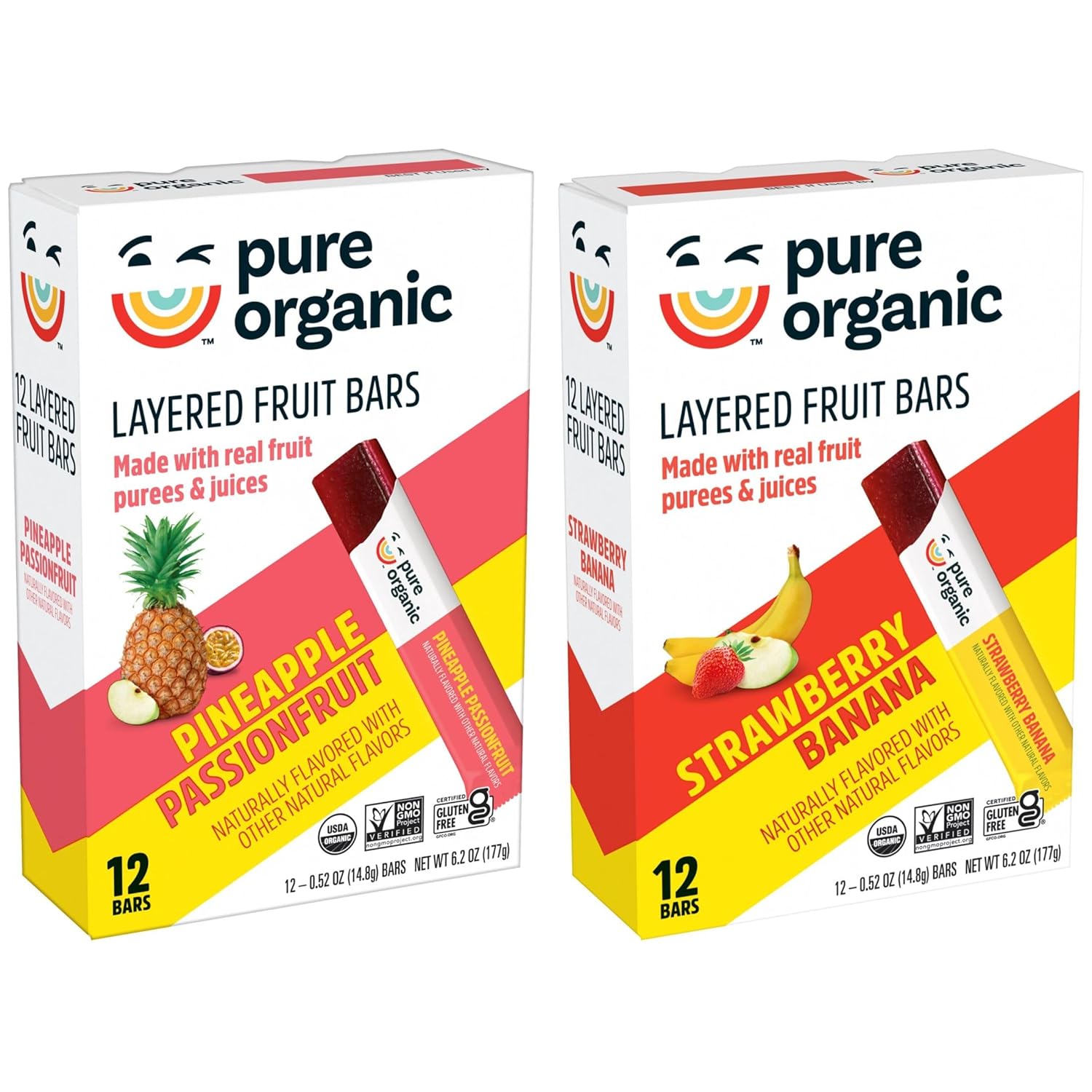 Pure Organic Layered Fruit Bars, Gluten Free, Vegan Fruit Snacks, Variety Pack, 12.4oz Box (24 Bars) - Image 7