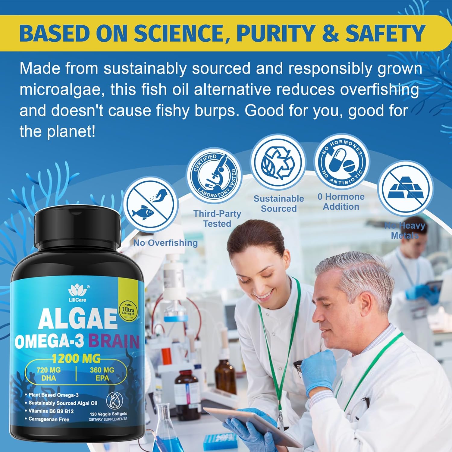 Vegan Omega 3 Supplement, 120cts Omega3 Fatty Acids Softgels, Fish Oil Alternative, Plant-Based DHA EPA, Algae Oil Omega-3 Supplement, No Fish Taste,Non GMO - Image 8