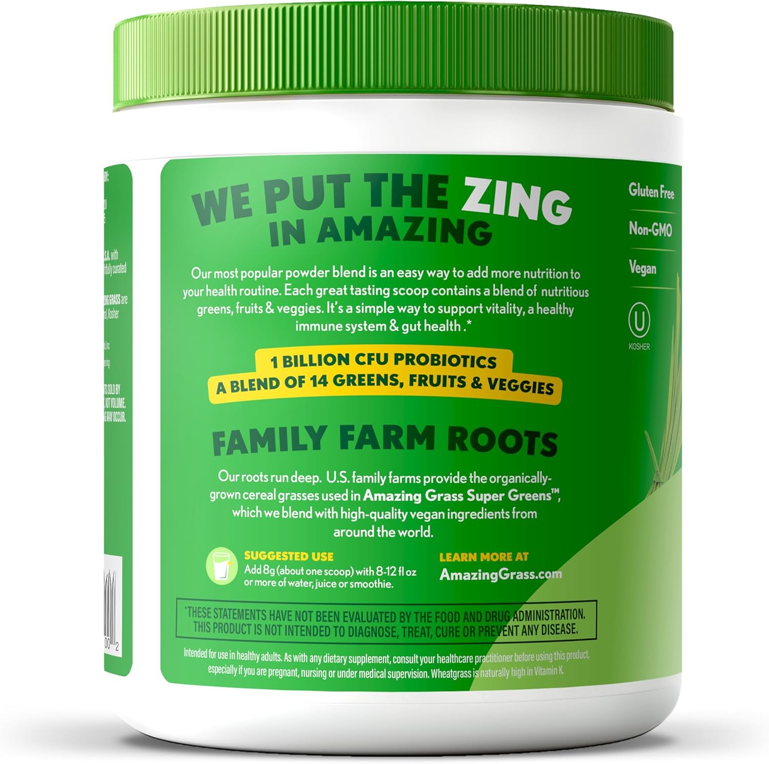 Amazing Grass Greens Blend Superfood: Greens Powder Mix for Energy, with Organic Spirulina, Chlorella, Beet Root Powder, Digestive Enzymes & Probiotics, Original, 30 Servings (Packaging May Vary) - Image 8