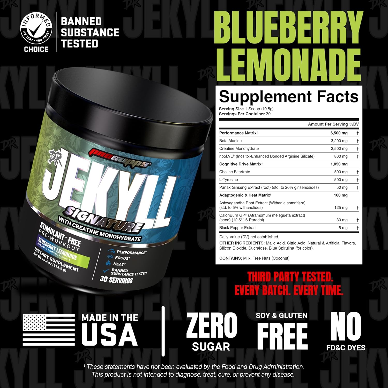 PROSUPPS Dr. Jekyll Signature V2 Pre Workout Powder with Creatine - Stim-Free Preworkout Supports Focus & Endurance - Caffeine-Free Gym & Fitness Supplements (Blueberry Lemonade, 30 Servings) - Image 5