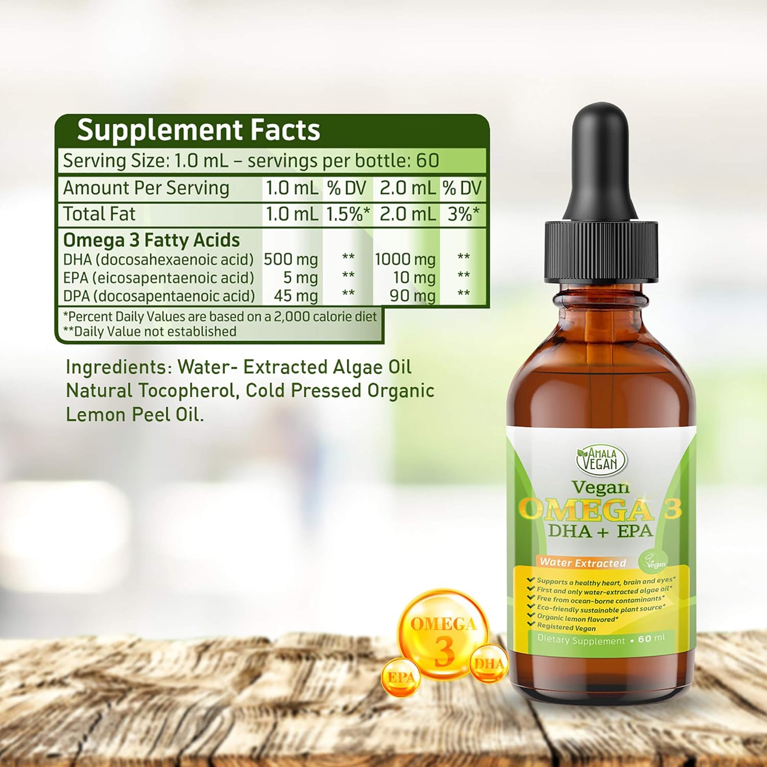 Potent & Organic Vegan Omega 3 Liquid Supplement: Better Than Fish Oil! Plant Based Water Extracted Algae Oil- DHA EPA DPA Fatty Acids- Non GMO- Supports Immune, Heart, Brain & Joint Health-60 Doses - Image 5