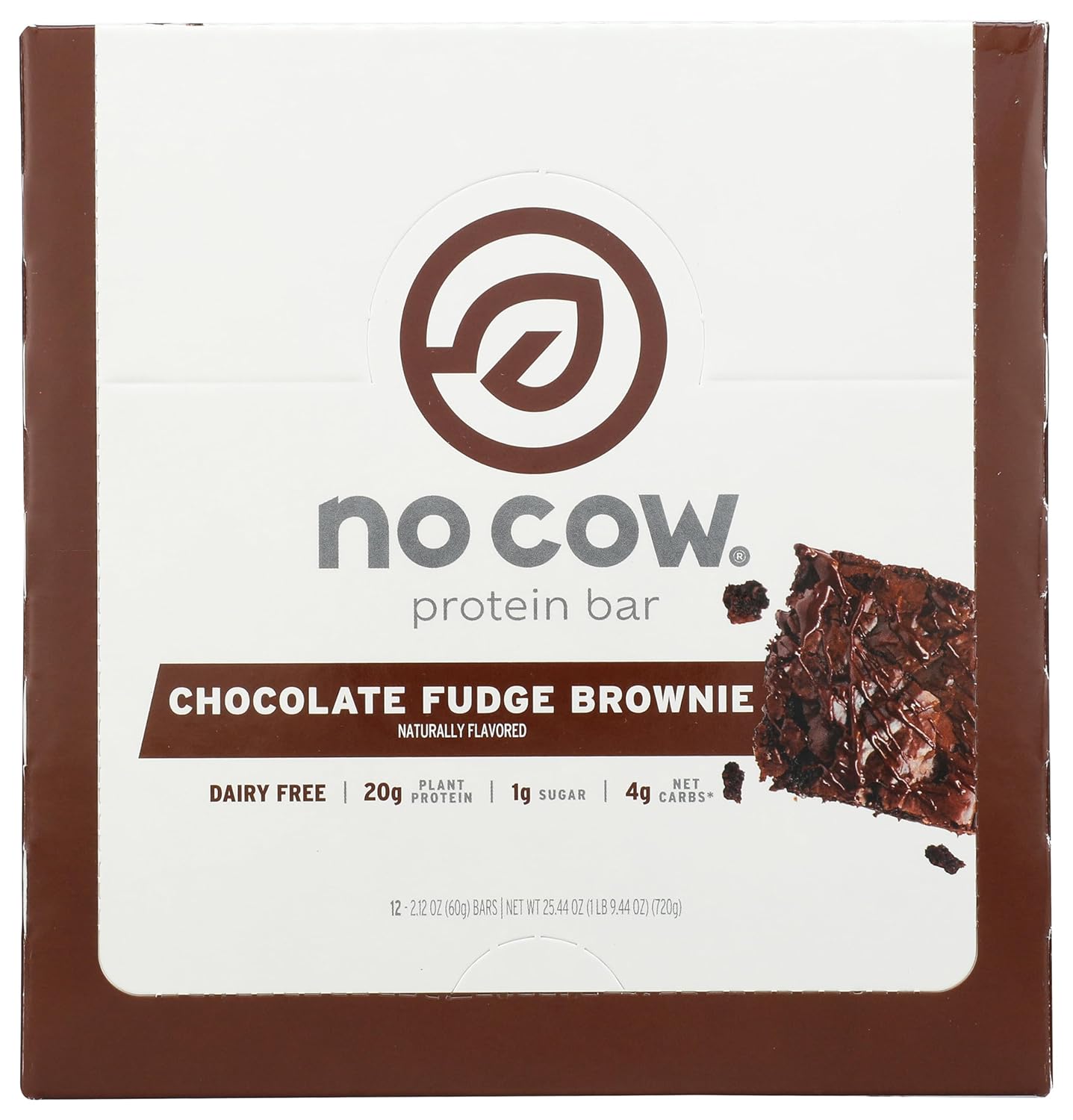 No Cow Vegan Protein Bars, Upgraded Chocolate Fudge Brownie | 20g Plant Based Protein, Gluten Free, Dairy Free, Soy Free, Keto Friendly, Low Sugar, High Fiber Snack Bars | Pack of 12 - Image 4