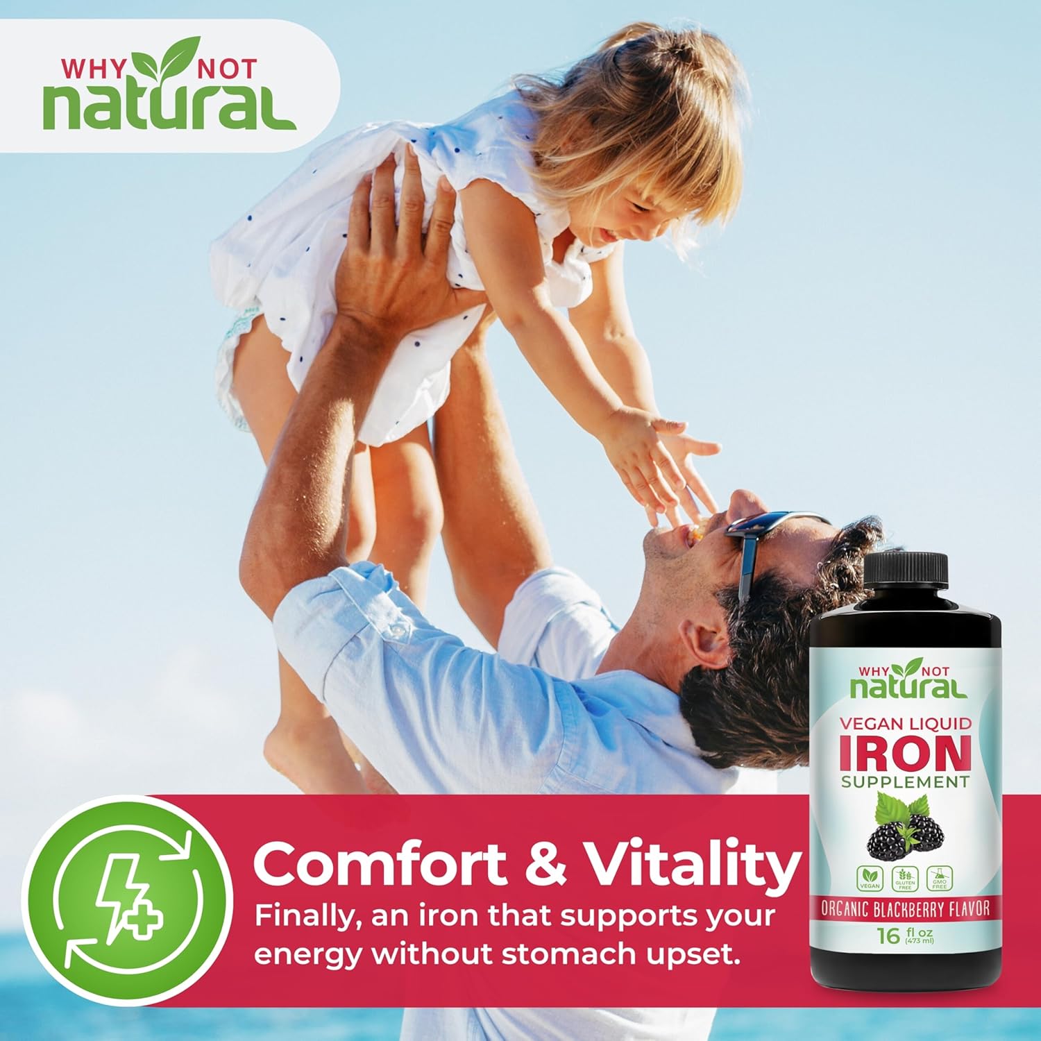 Why Not Natural Liquid Iron Supplement for Women, Men and Kids, Vegan Formulation for Anemia, Sugar Free, Vegan, Non-GMO, Organic BlackBerry Flavor 16 Fl Oz - Image 7