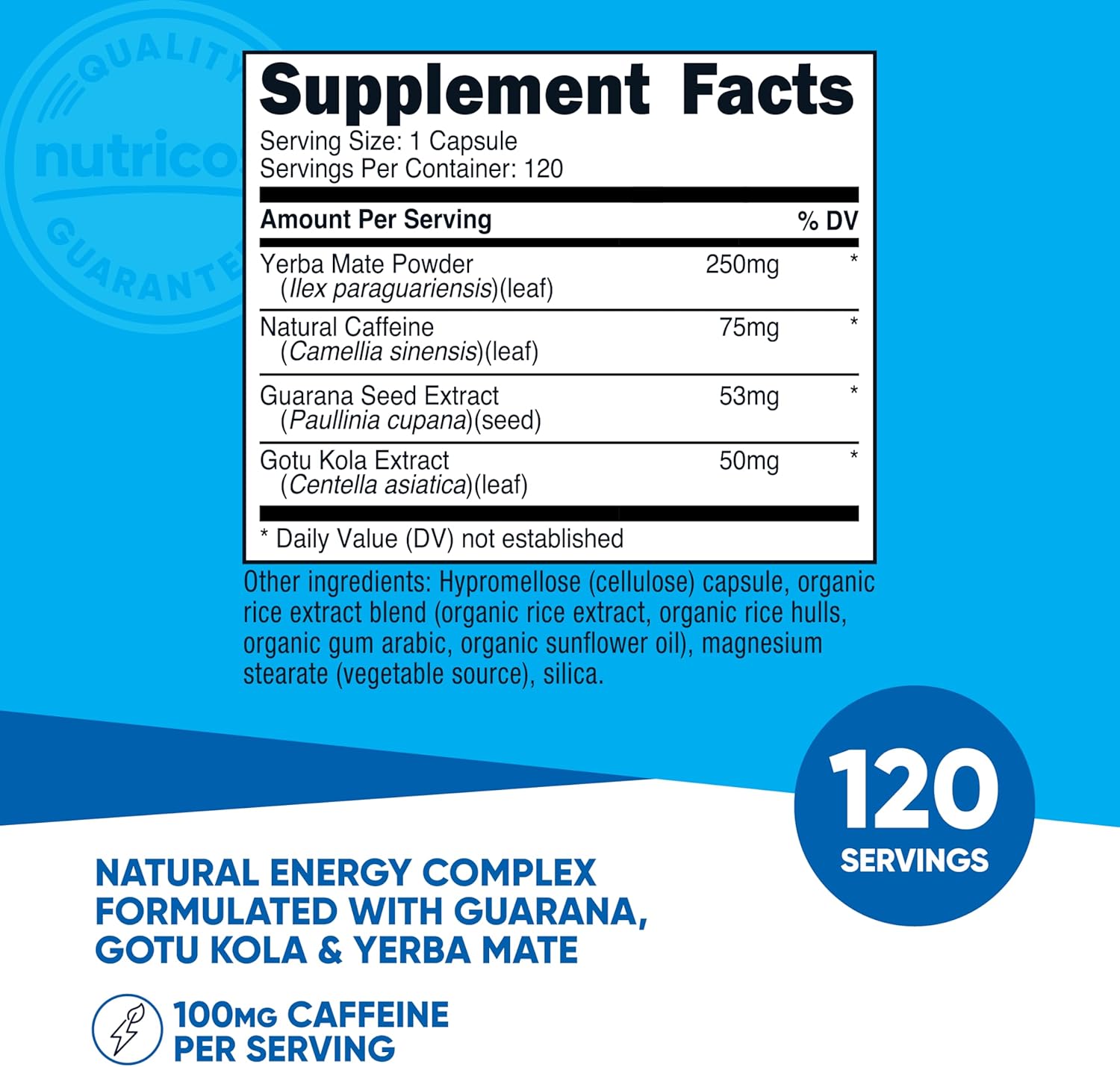 Nutricost Natural Energy Pills Complex 120 Capsules, 100mg Caffeine - Gluten Free - Non-GMO - Image 2