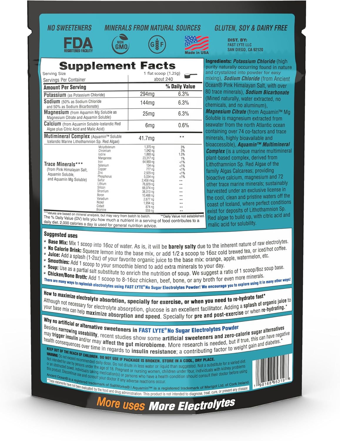No Sugar Electrolytes Powder in The Raw | Mix in Coffee, Soup, Juice, Water, Smoothies, Broth, Anything | No Sweeteners or Flavorings | Keto & Sugar Free | Non-GMO & Vegan - Image 2