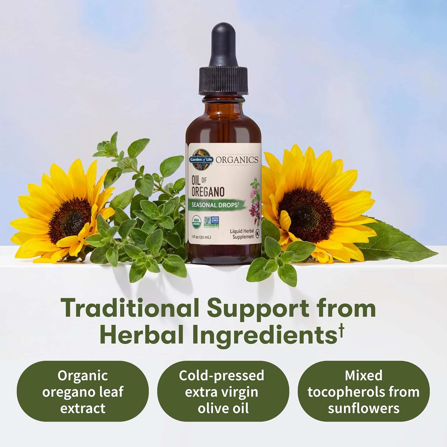 Garden of Life Organics Oil of Oregano Seasonal Drops 1fl oz (30 mL) Liquid, Concentrated Plant Based Immune Support - Alcohol-Free, Organic, Non-GMO, Vegan & Gluten Free Herbal Supplements - Image 4