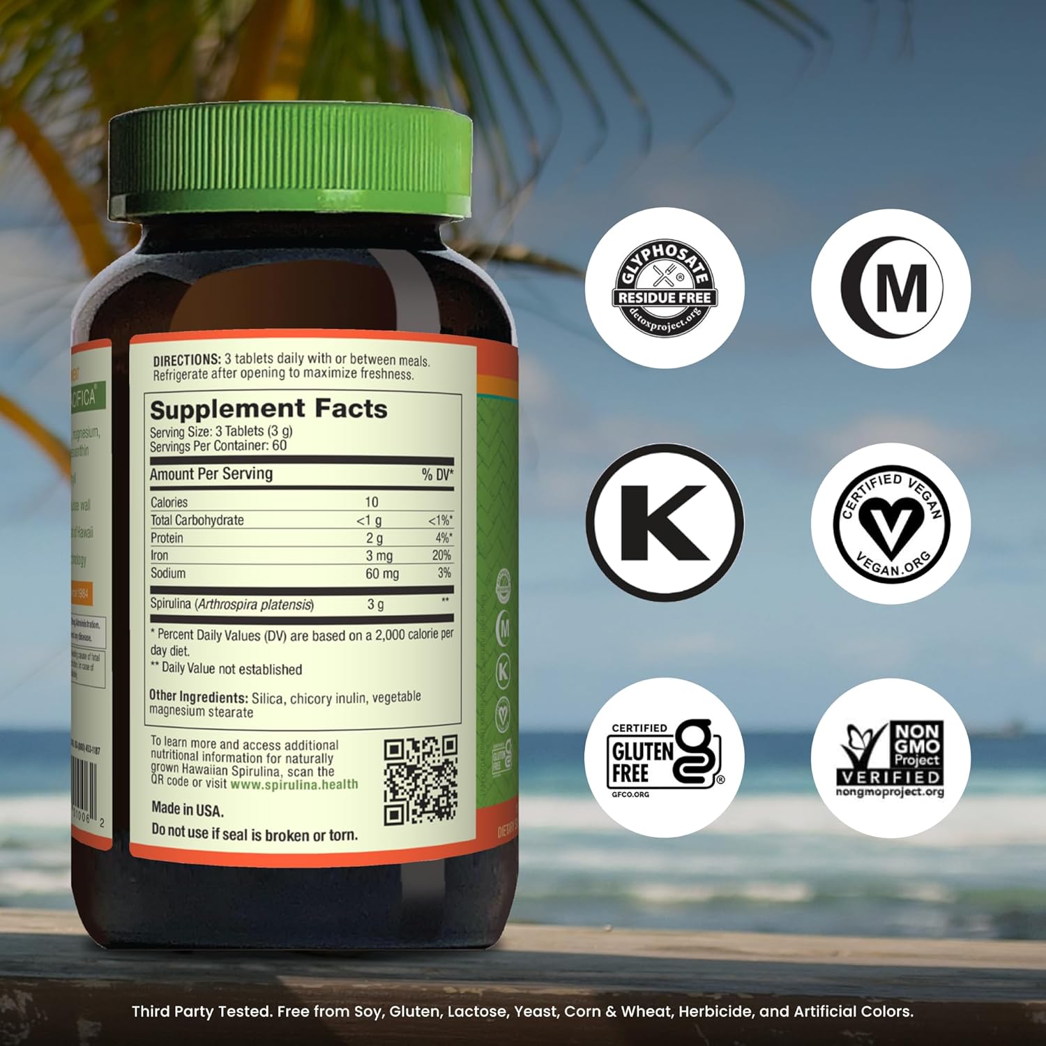 Nutrex Hawaii, Pure Hawaiian Spirulina - 1000 mg Tablets - Hawaiian Grown Natural, Nutrient Rich Superfood - Immune Support, Detox & Energy – Vegan Complete Protein, Non-GMO, Original, 180 Count - Image 2