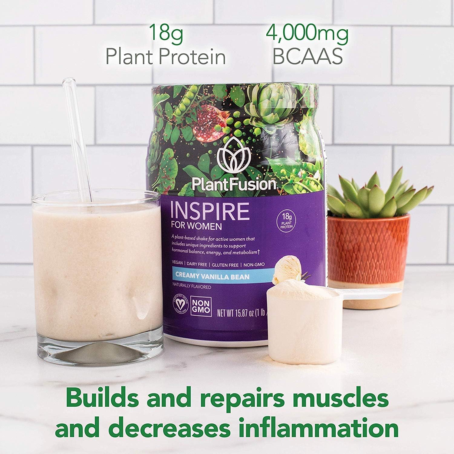 PlantFusion Inspire Plant Protein Powder for Women - Low Carb Protein Powder for Lean Muscle Support - Keto, Gluten Free, Soy Free, Non-Dairy, No Sugar, Non-GMO - Creamy Vanilla Bean 1 lb - Image 5