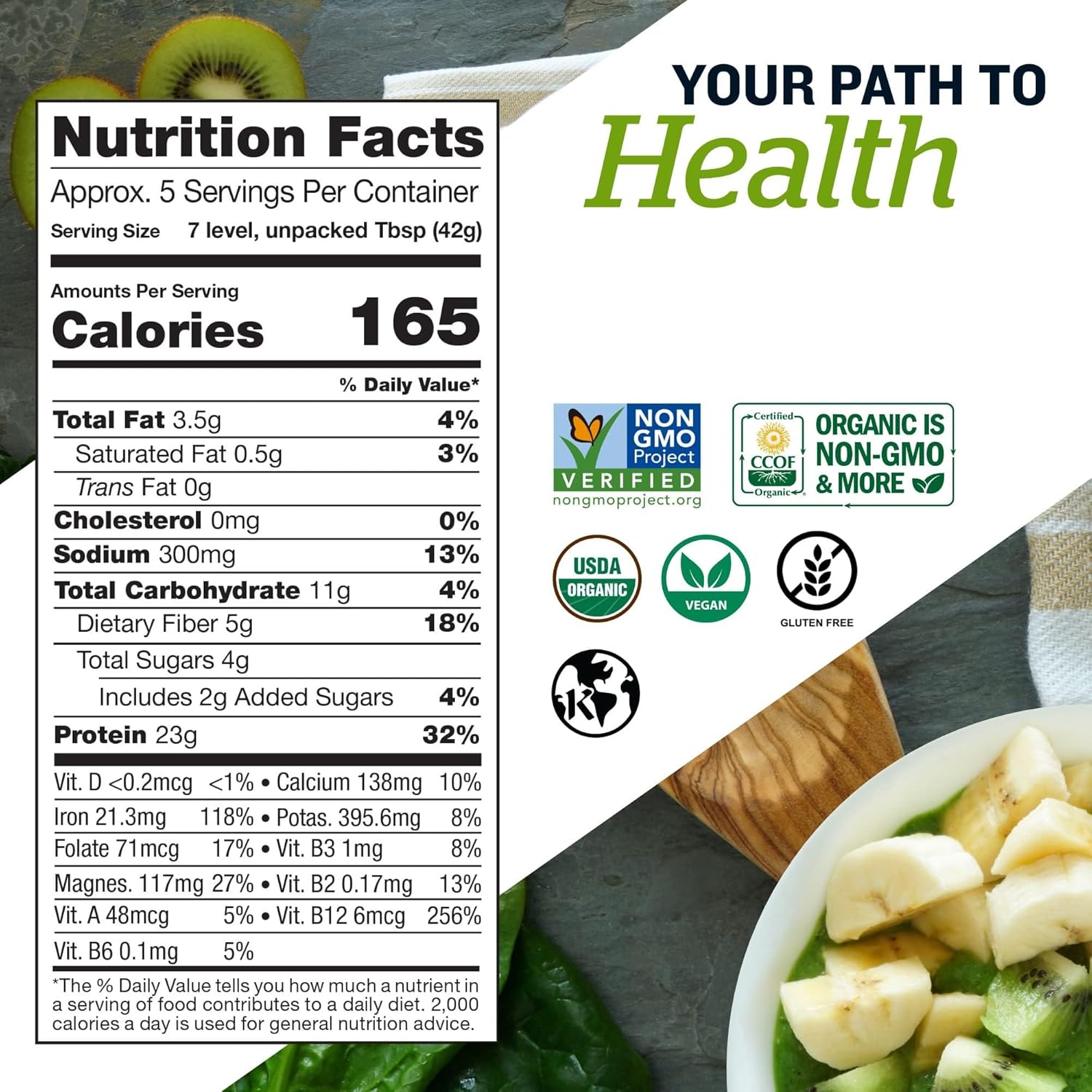 Sunfood Organic Supergreens & Protein - Greens Superfood Powder, Organic Protein Powder, Plant Based Vegan Protein, Super Greens for Gut Health w/Chlorella & Spirulina, 23g Protein Per Serving - 8 oz - Image 2