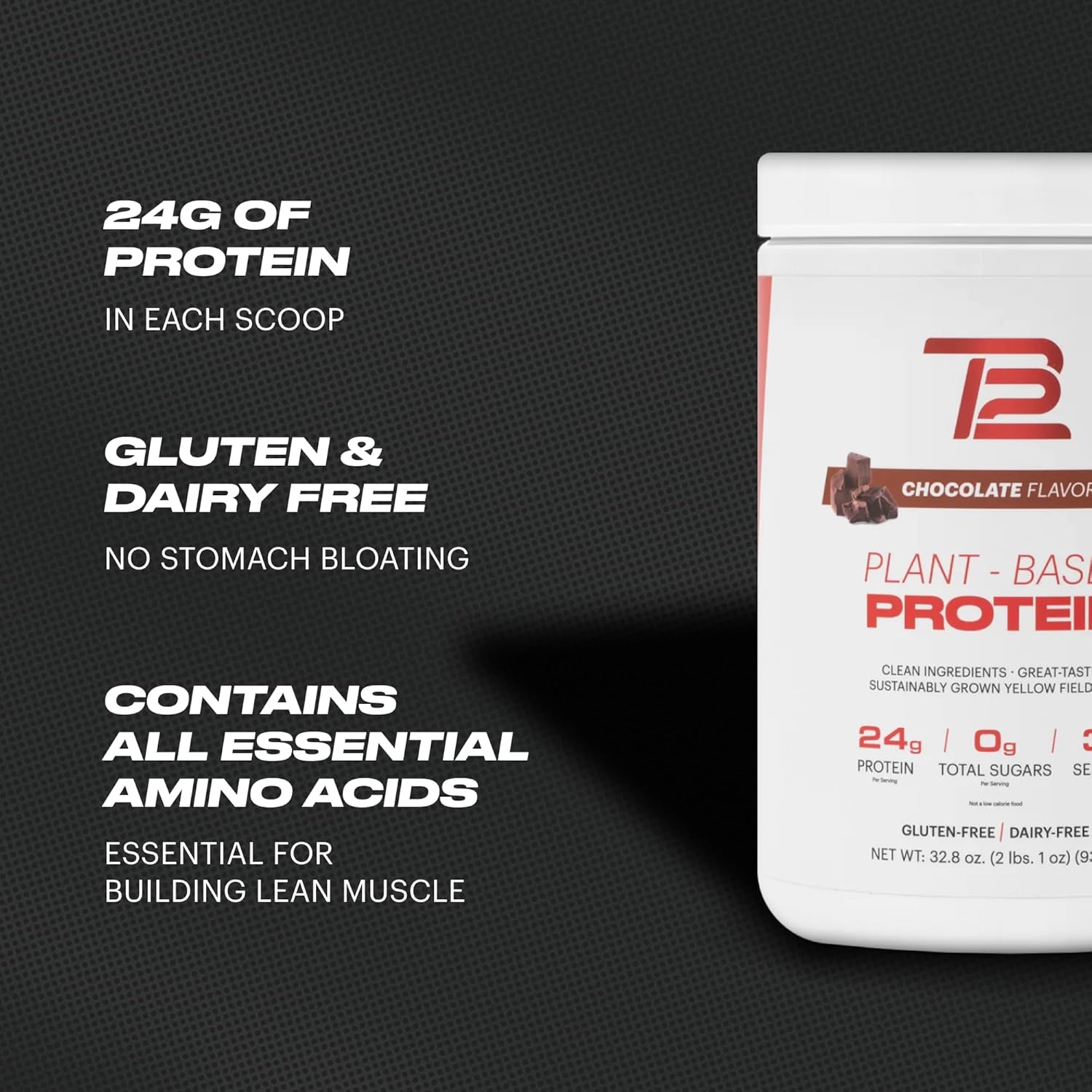 TB12 Plant Based Protein Powder by Tom Brady, 24g of Vegan Pea Protein, Low Sugar, Low Carb, Non-GMO, Meal Replacement, Keto Friendly, Paleo, Sugar Free, Chocolate Flavor (30 Servings/2.25lbs) - Image 5