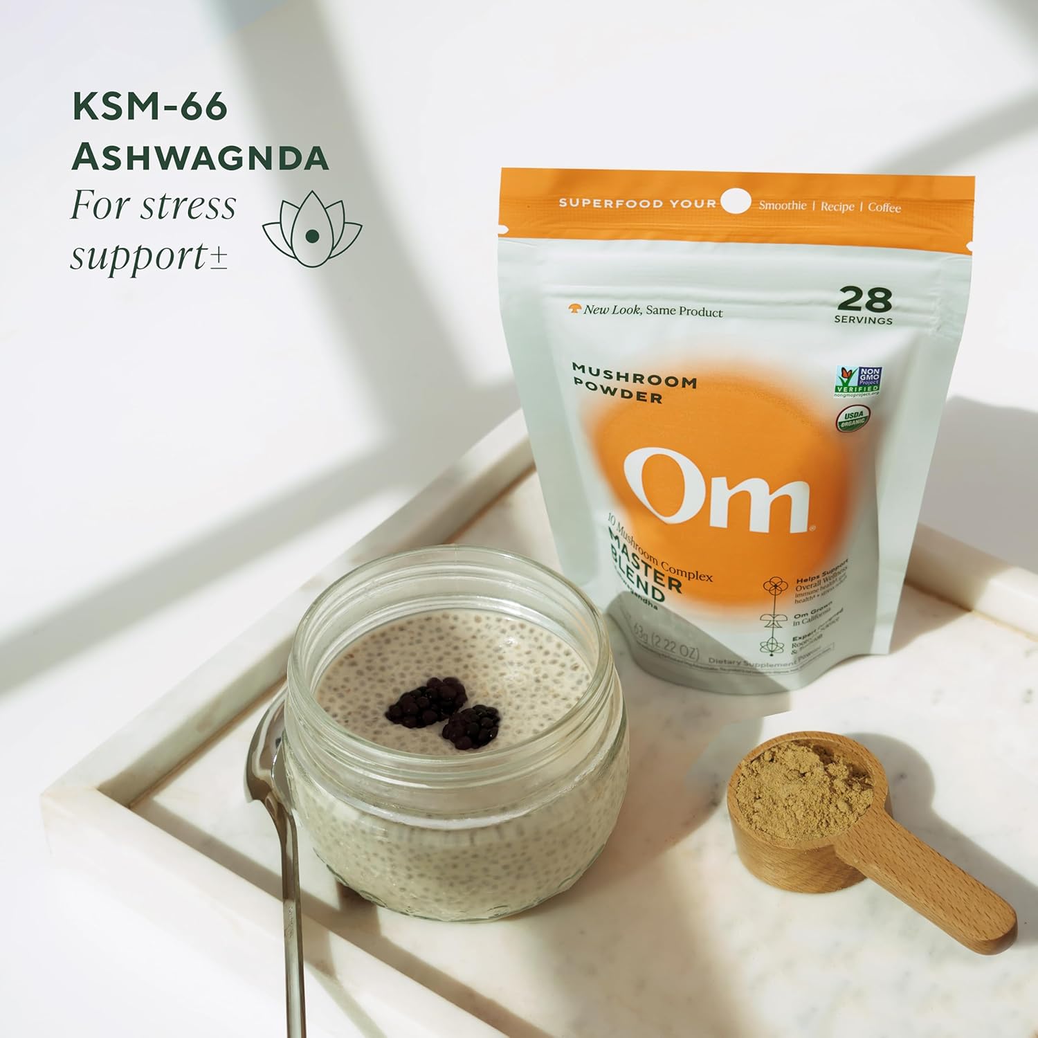 OM Mushrooms Master Blend Mushroom Powder – Organic Mushroom Supplement with 10 Mushrooms and Ashwagandha - Support Immunity, Gut Health & Stress Relief, 6.34 oz (80 Servings) - Image 5
