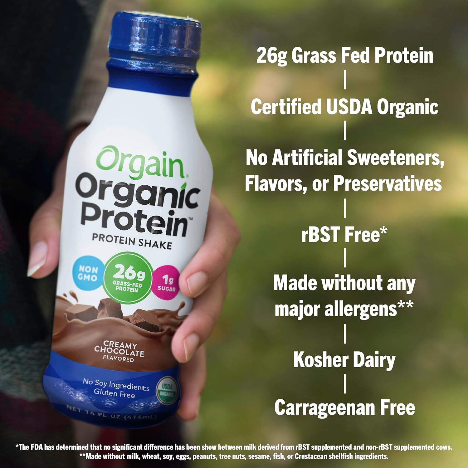 Orgain Organic Protein Shake, Grass Fed Dairy, Creamy Chocolate - 26g High Protein Whey Shake, Ready to Drink, Gluten Free, No Soy Ingredients, No Sugar Added, 14 Fl Oz (Pack of 12) - Image 3