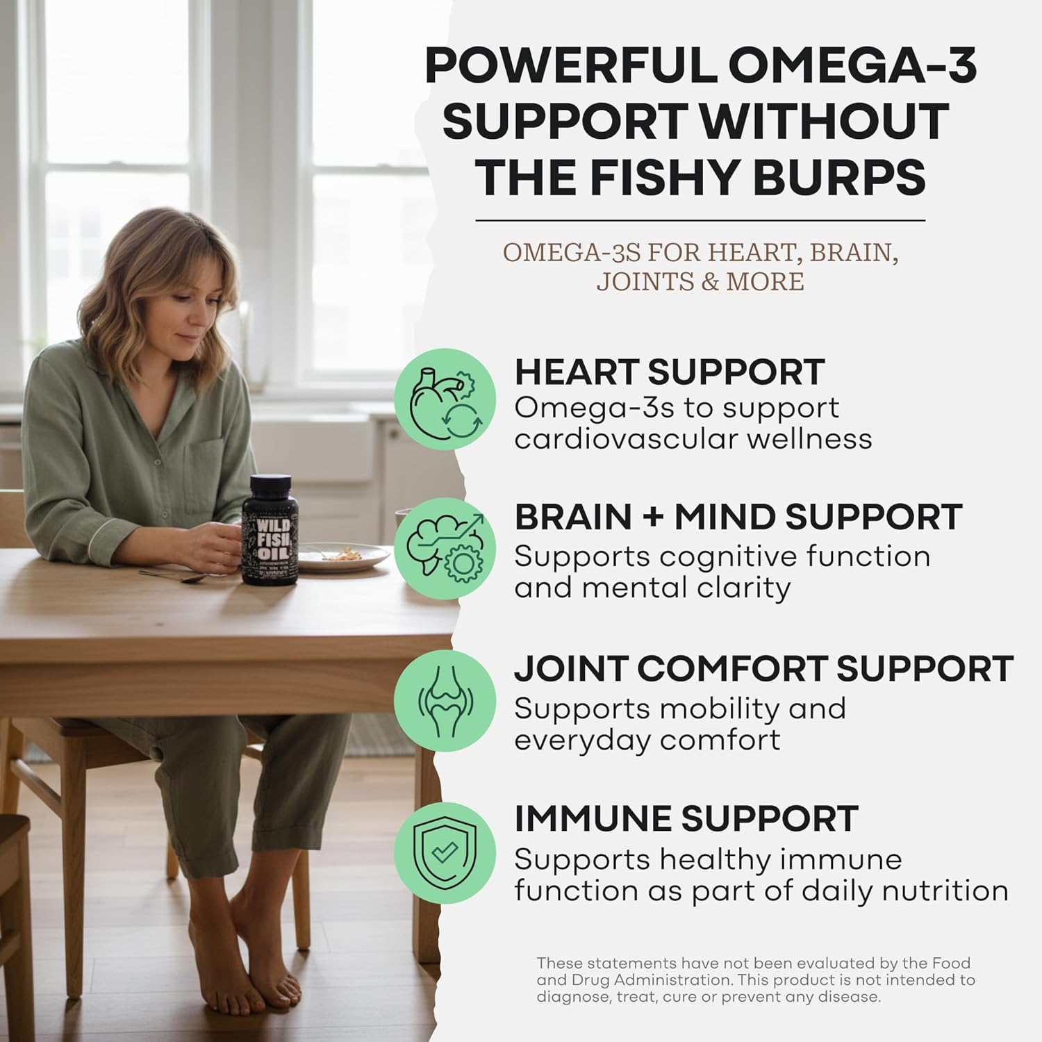 Wild Foods Fish Oil Omega 3 Supplements | 1600 mg | Highly-Potent: DPA, DHA, EPA | Burpless, Odorless, Non-GMO, Gluten Free | For Brain & Heart Health, Joint Support | 60 Capsules (1 pk) | 30 Servings - Image 3