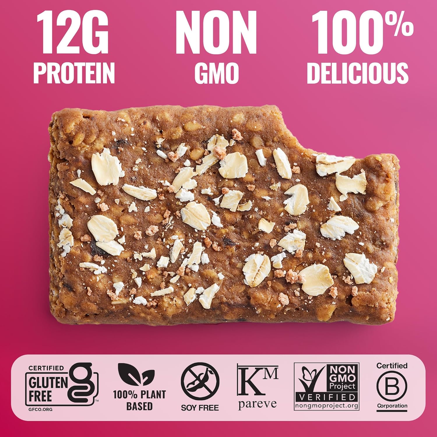 The GFB Oatmeal Raisin Protein Bars - Gluten Free, Plant Based, Non GMO, Sustainably Made – Ridiculously Tasty, Healthy, Vegan, Nutrition Snack Protein Bars, 2.05 oz (12 Count) - Image 4