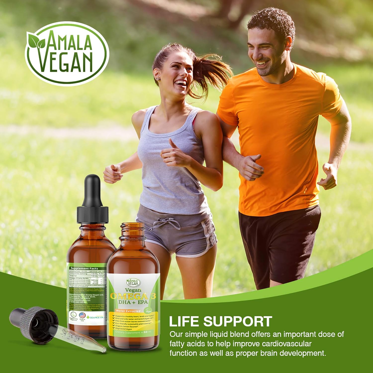 Potent & Organic Vegan Omega 3 Liquid Supplement: Better Than Fish Oil! Plant Based Water Extracted Algae Oil- DHA EPA DPA Fatty Acids- Non GMO- Supports Immune, Heart, Brain & Joint Health-60 Doses - Image 3