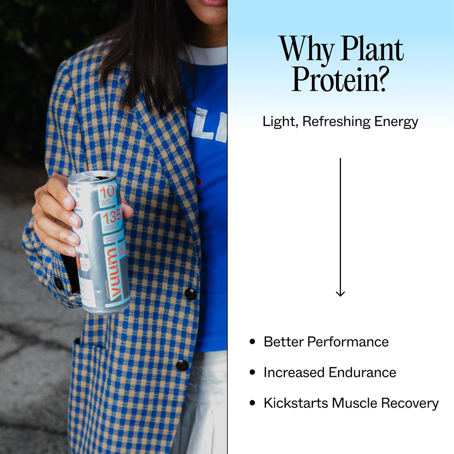 Vuum Sparkling Clear Protein Drink - 10g Plant Protein & Natural Caffeine with L-Theanine, Amino Acids for Focused Energy - Sugar Free, All Natural, Non-GMO 12 fl oz (12-Pack), White Peach Ginger - Image 5