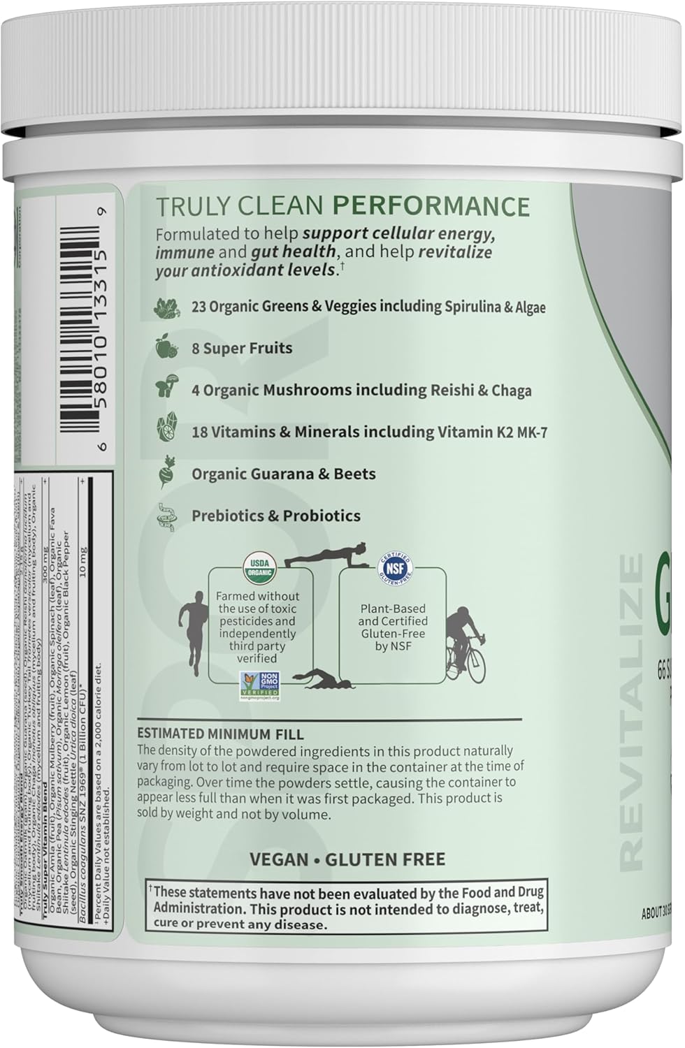 Garden of Life Sport Nutrition Greens and Superfoods Powder for Women and Men - Unflavored, Organic Blend - Spirulina, Fruit, Vitamins, Pre & Probiotics, Mushrooms, Athletic Supplements, 30 Servings - Image 7