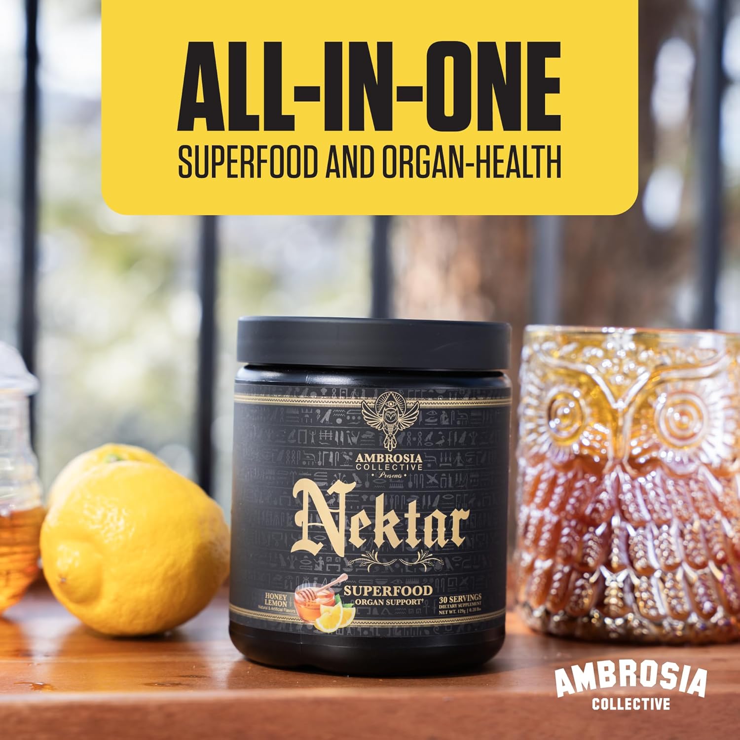 Ambrosia Nektar - Superfood Powder | Daily Organ Support Supplement | Greens Powder Alternative | 13 Superfoods for Energy, Digestion, Skin Health & Immune Support | 30 Servings | Honey Lemon - Image 7