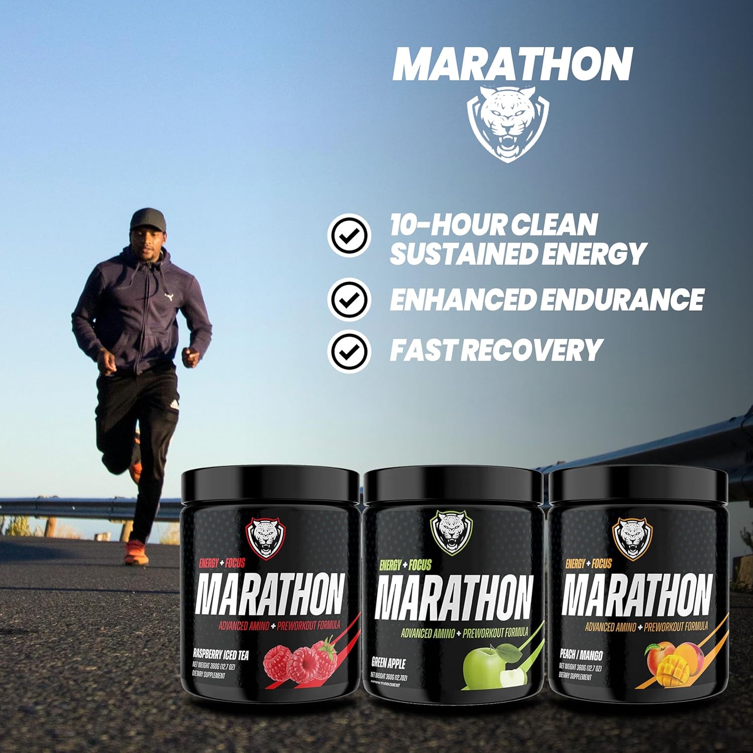 6AM Run Marathon | Running Supplements for Endurance & Stamina | Amino Energy with BCAAs for a Clean Pre Running Fuel | No Jitters | Marathon Essentials | Raspberry Iced Tea | 40 Servings - Image 4