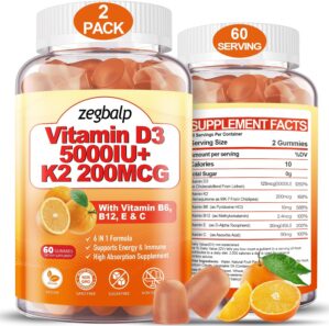 2Packs Vitamin D3 K2 Gummies for Ad...