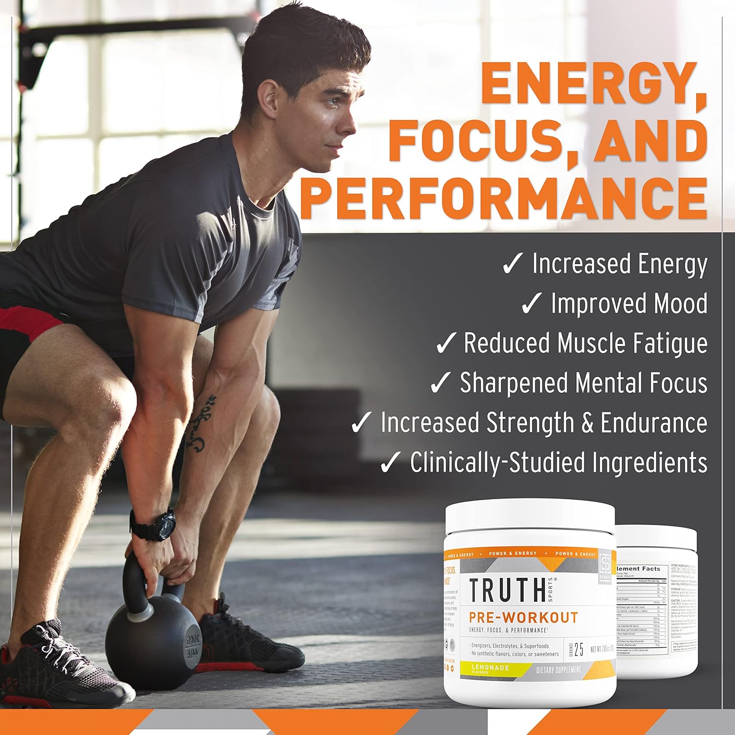 Truth Nutrition Pre Workout Powder - Natural PreWorkout for Men & Women, Vegan BCAA Amino Energy Powder, Keto Friendly - No Artificial Flavors, Sweetners or Dyes (Lemonade) - Image 2